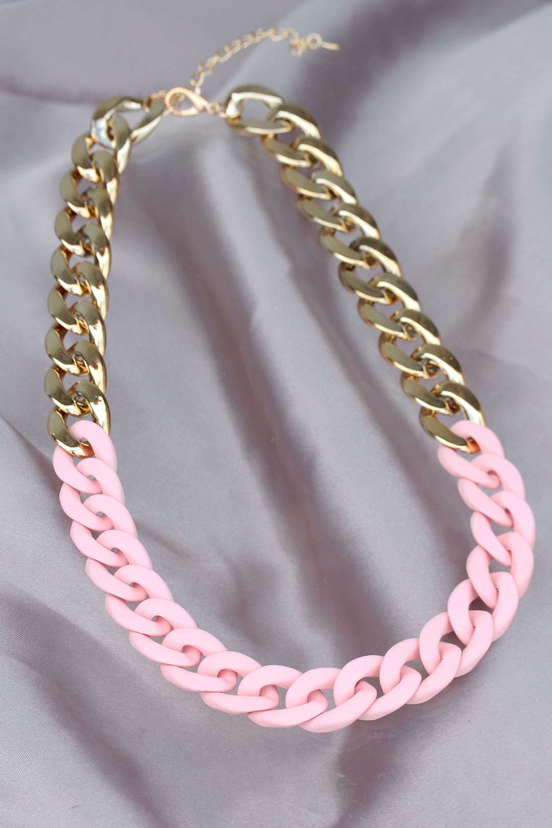 Gold Pembe Renk Uzay Yolu Model Zincir Kolye