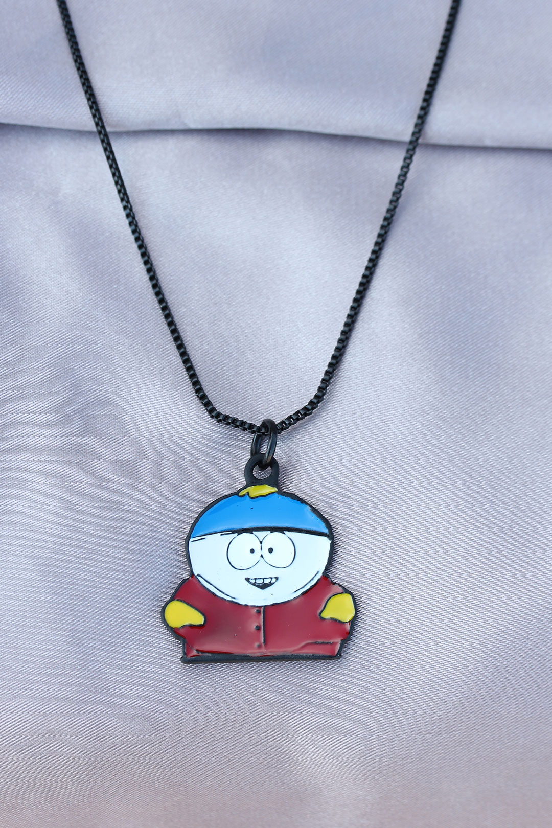 Eric Cartman Tasarımlı Siyah Zincirli Erkek Kolye