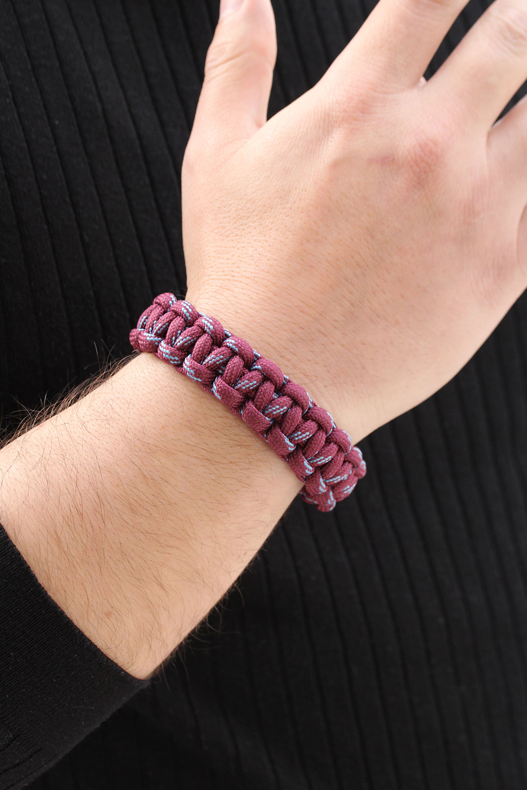 Bordo Mavi Paracord Bileklik