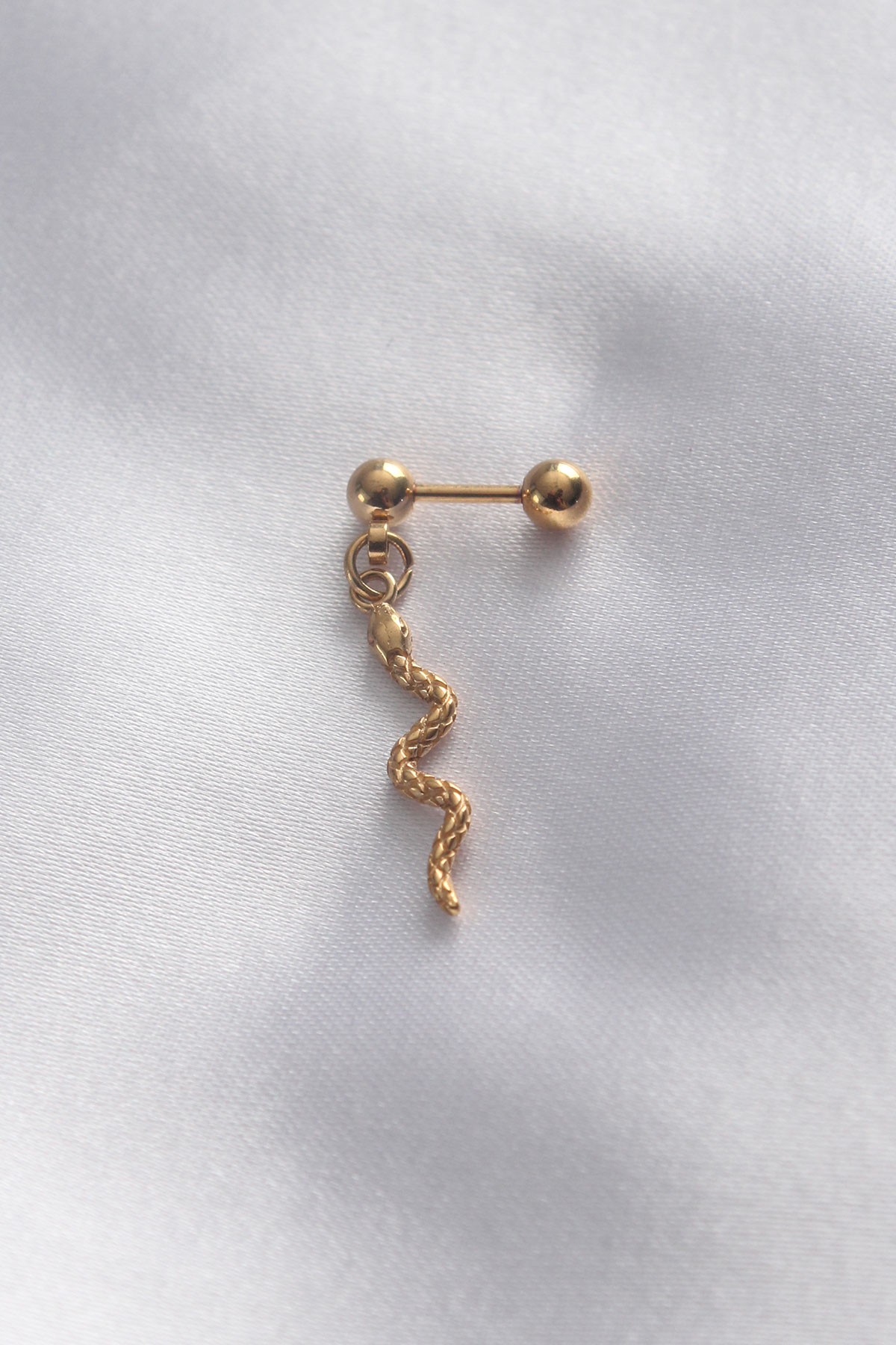 316L Cerrahi Çelik Gold Renk Sallantılı Yılan Tragus Piercing