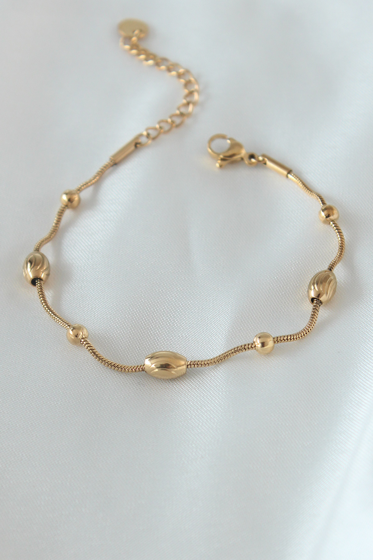 316L Çelik Gold Renk Boru Model Minimal Top Detay Kadın Bileklik