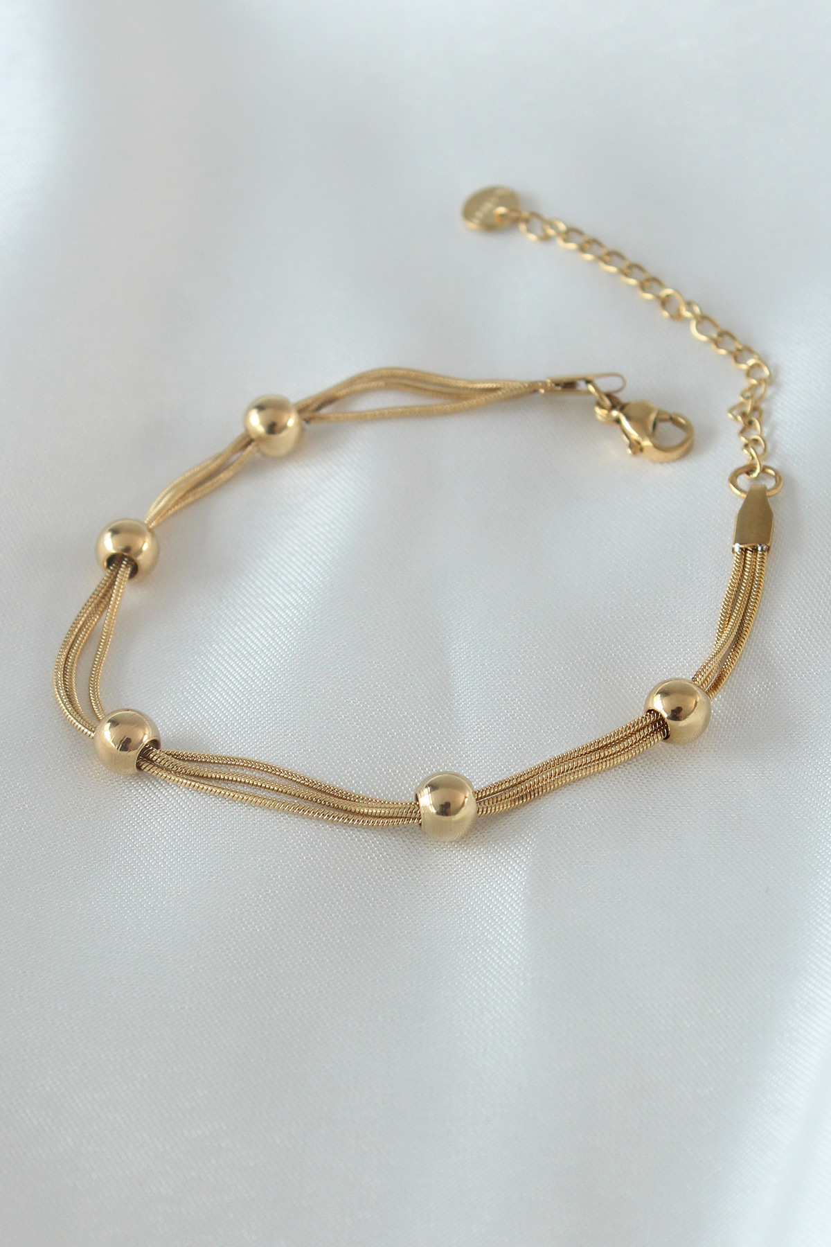 316L Çelik Gold Renk Minimal Top Detay Kadın Bileklik
