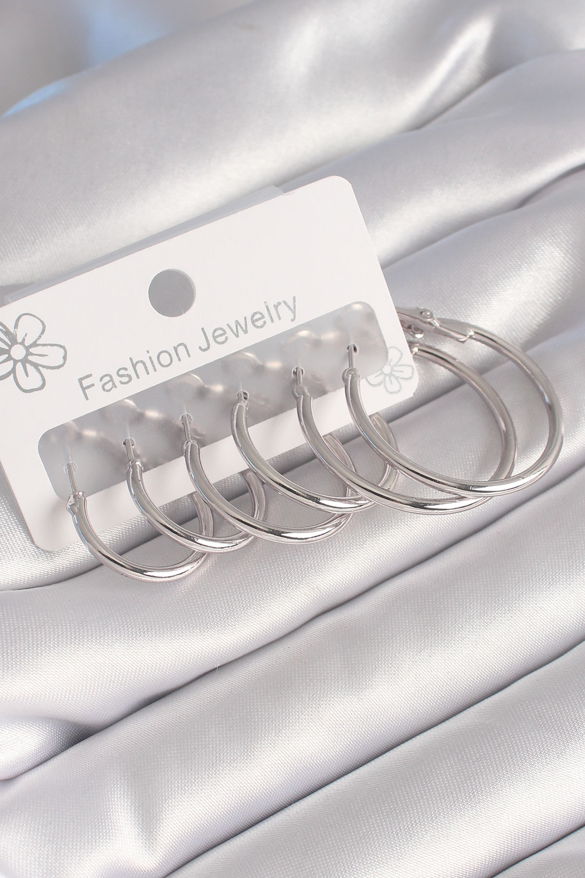 Pirinç Gold Renk İnce Halka Model Kadın Küpe Seti