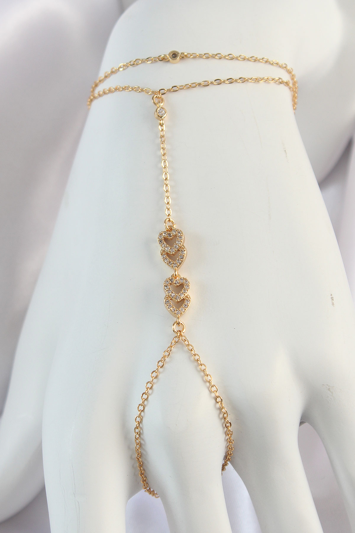 316L Çelik Gold Renk Zirkon Taşlı Kalp Tasarımlı Şahmeran