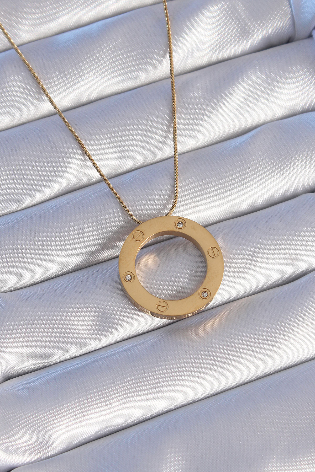 316L Çelik Gold Renk Zirkon Taşlı Cartier Model Kolye