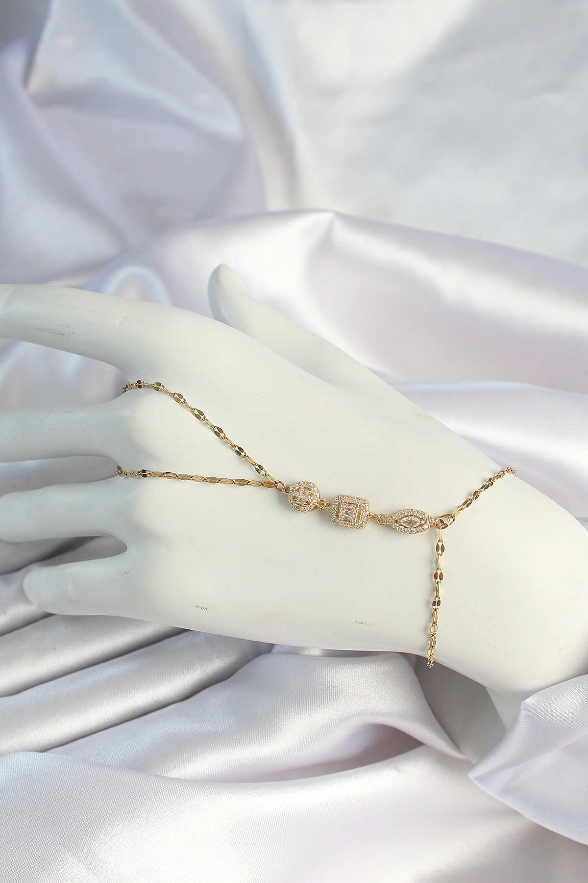 316L Çelik Gold Renk Zirkon Taşlı Baget Şahmeran