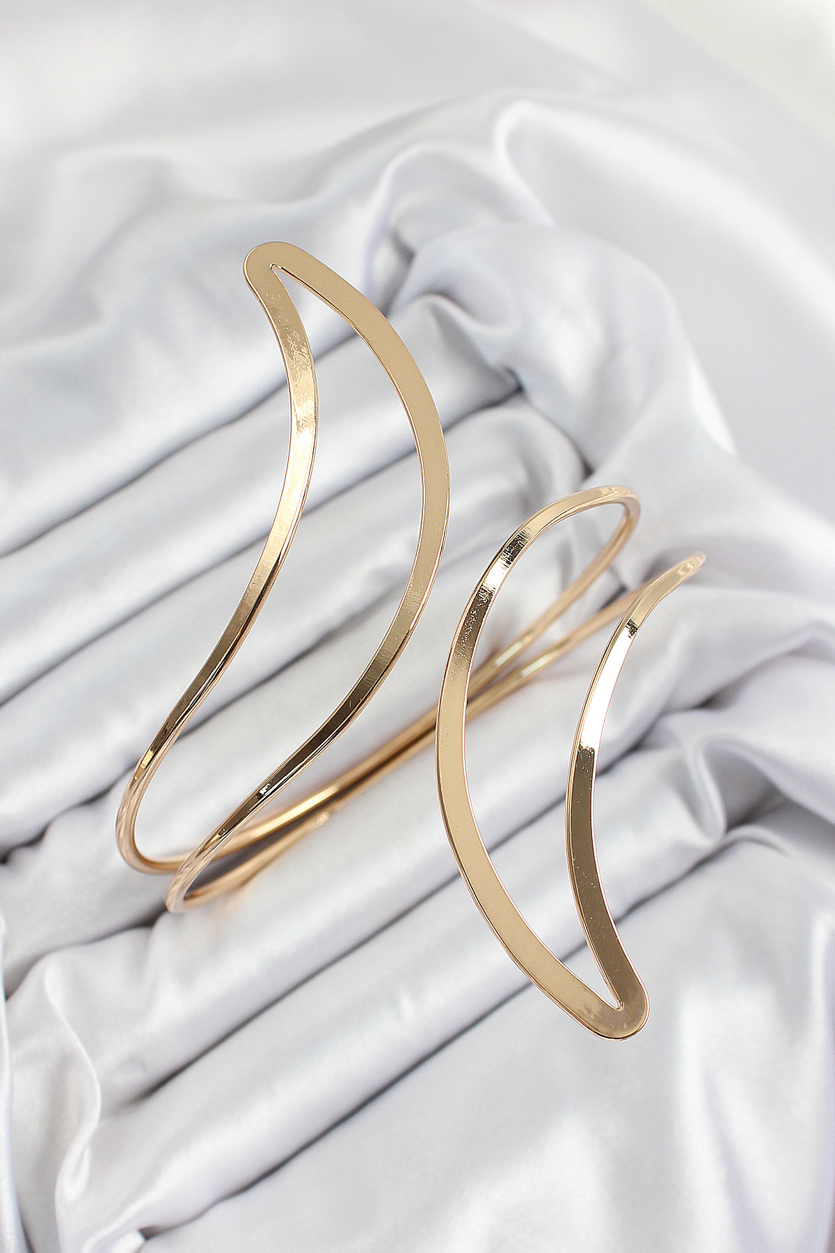 Pirinç Soyut Alev Desenli Gold Renk Kadın Pazu Bileklik