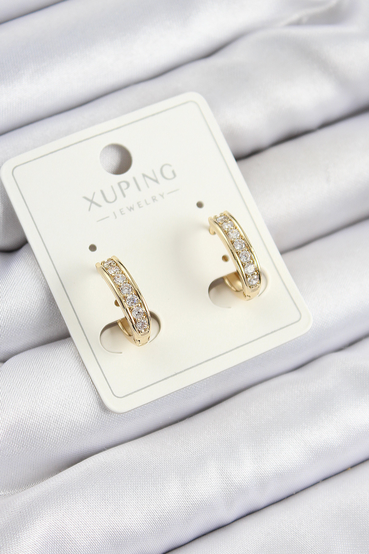 Xuping Zirkon Taşlı Halka Model Gold Renk Kadın Küpe