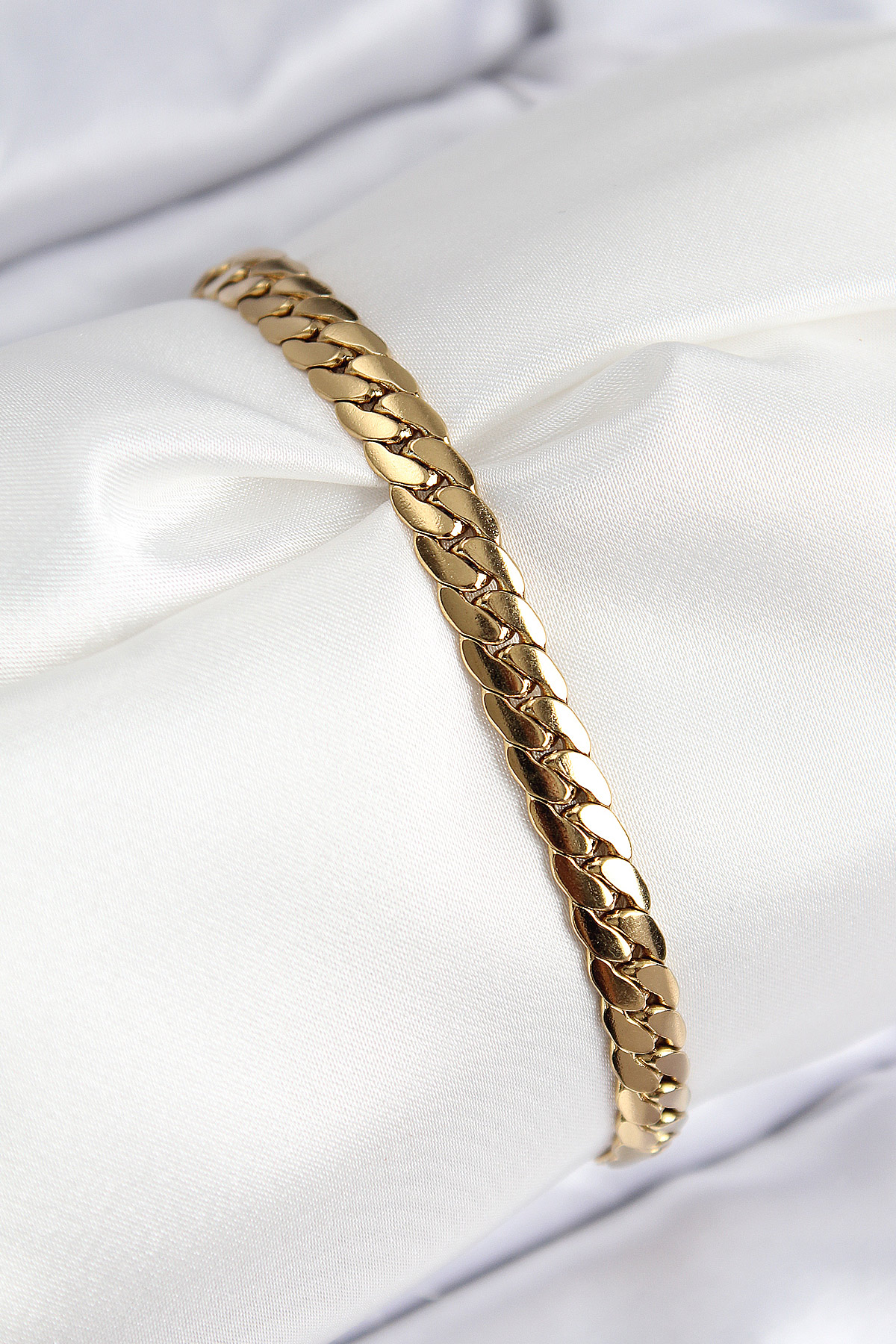 316L Çelik Ezme Zincir Model Gold Renk Kadın Bileklik