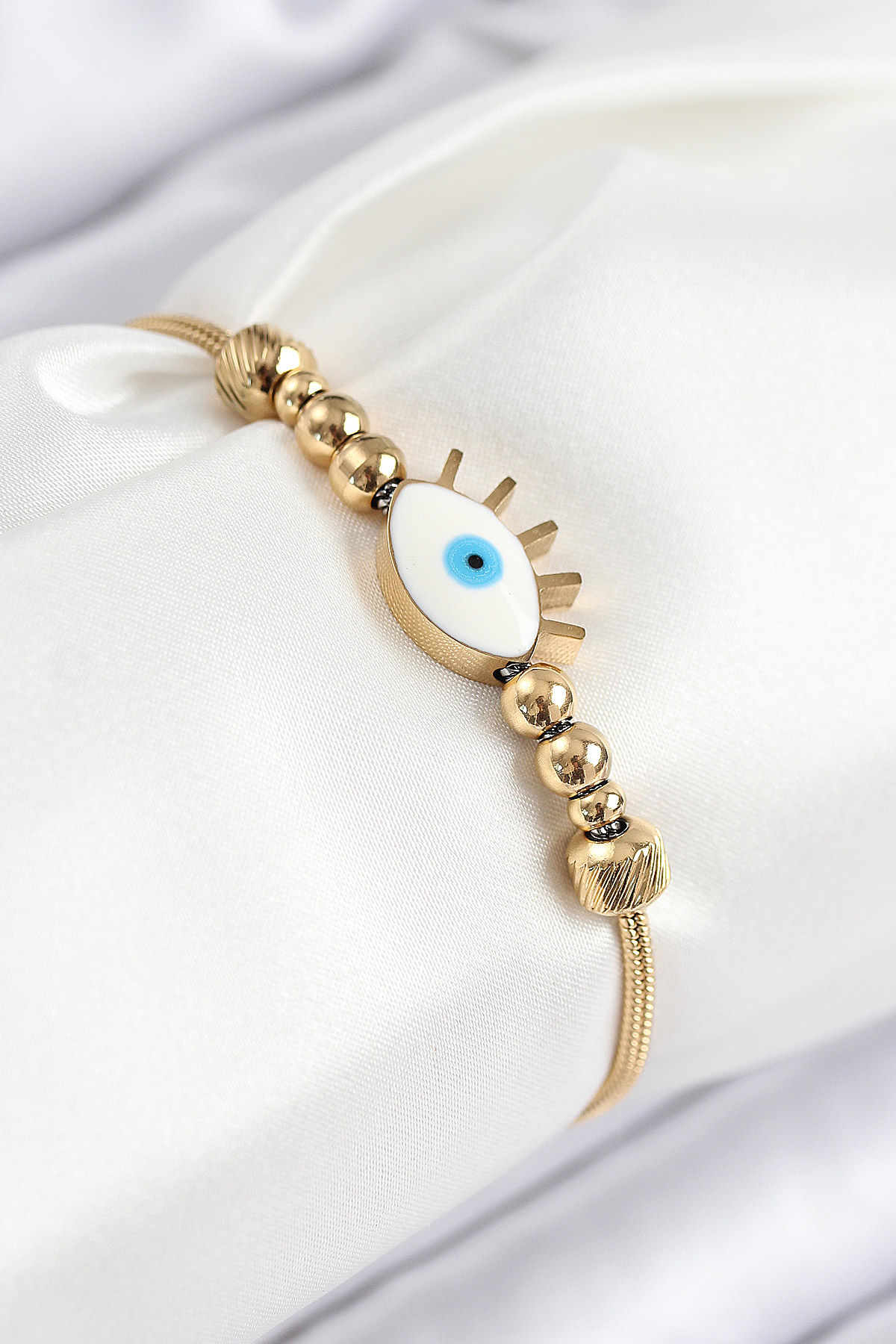 316L Çelik Göz Charm Model Gold Renk Kadın Bileklik