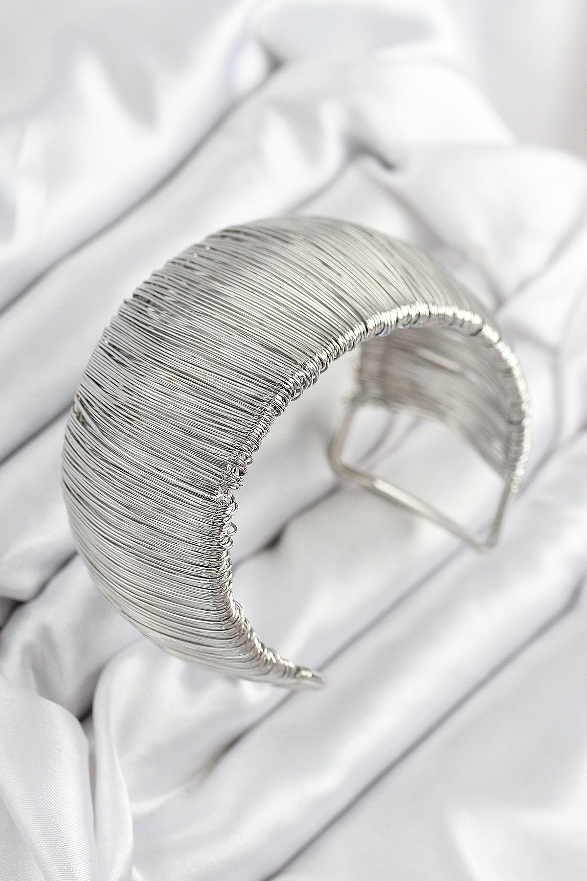 Pirinç Tel Sarma Model Gümüş Renk Kadın Bileklilk