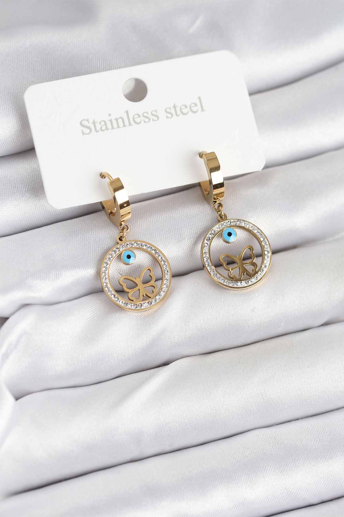 Çelik Halka Kelebek Kadın Küpe