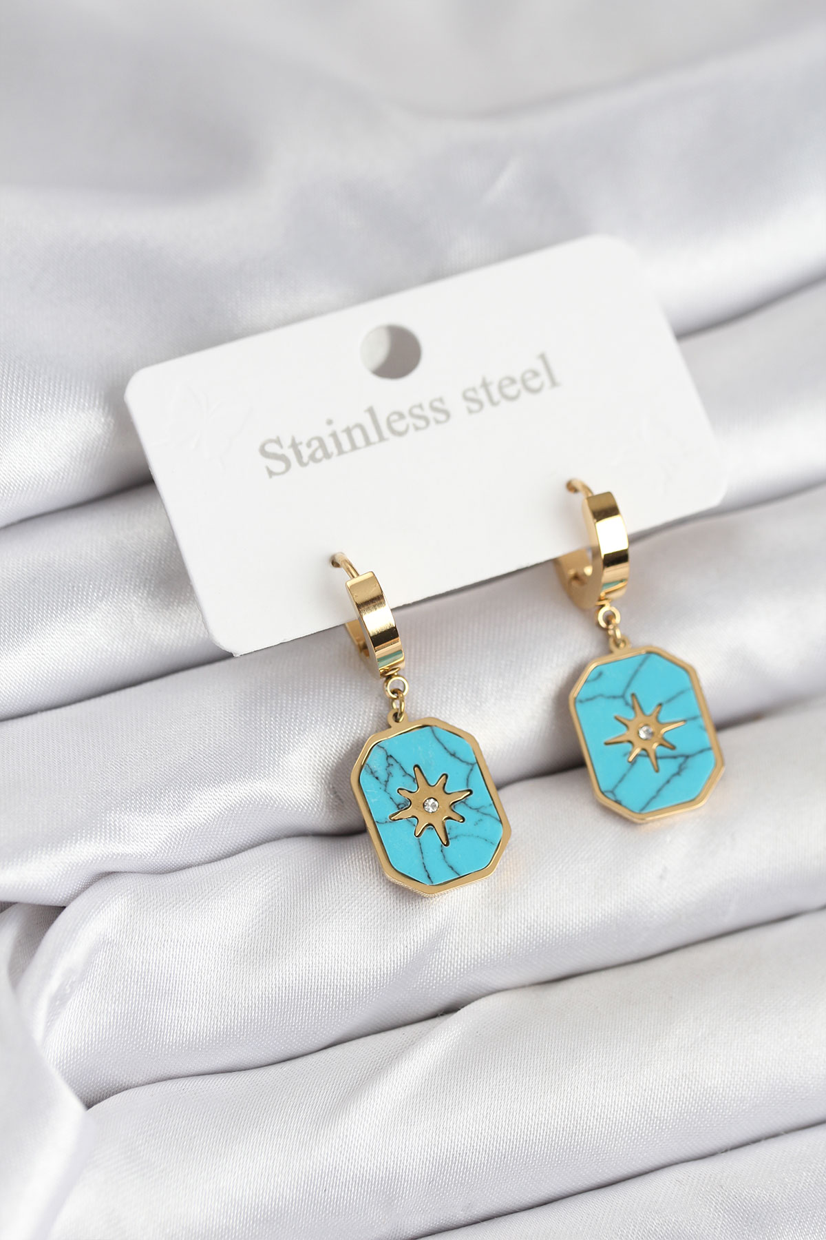 Çelik Gold Renk Kutup Yıldızı Model Kadın Küpe