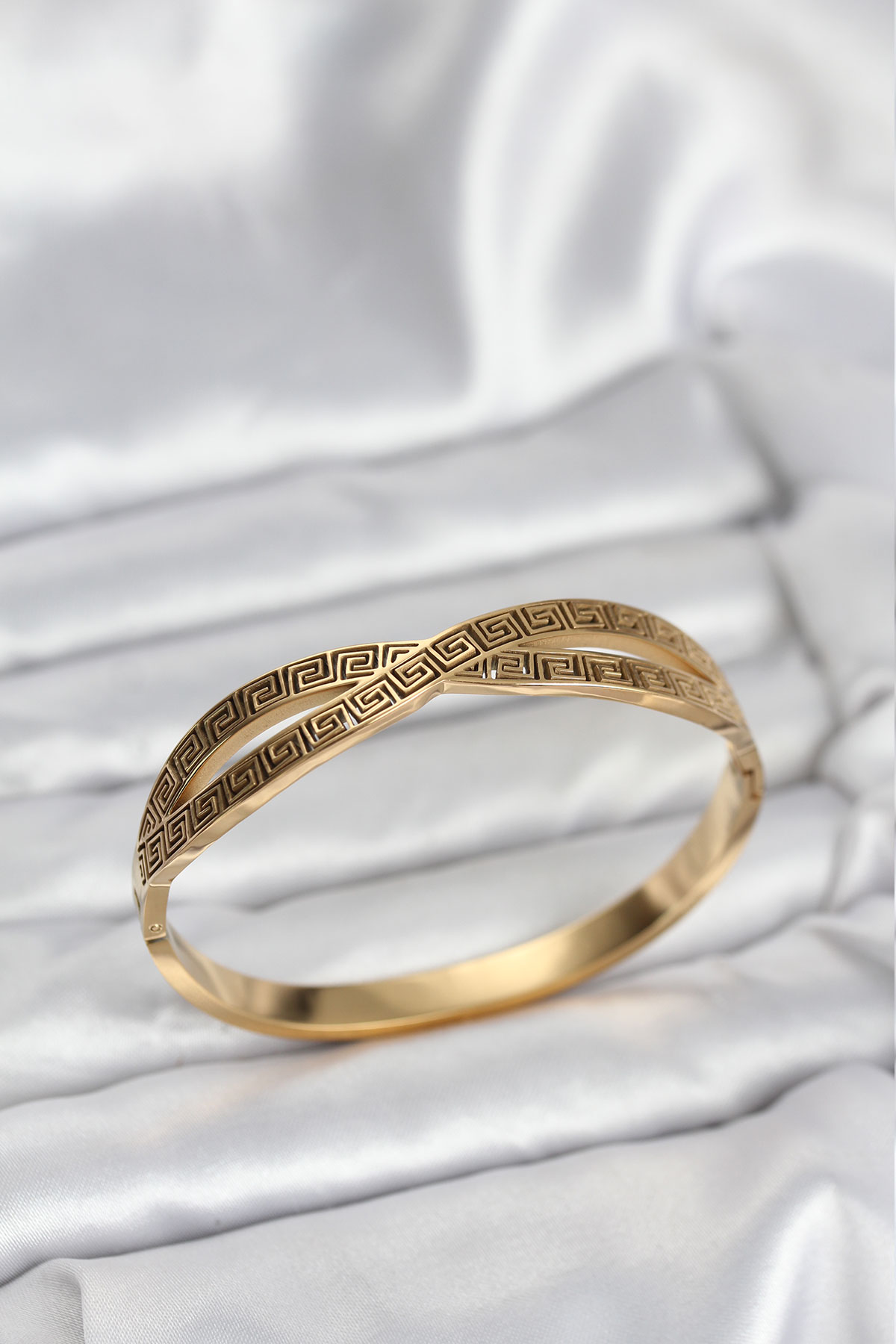 316L Çelik Gold Renk Vintage Kadın Kelepçe Bileklik