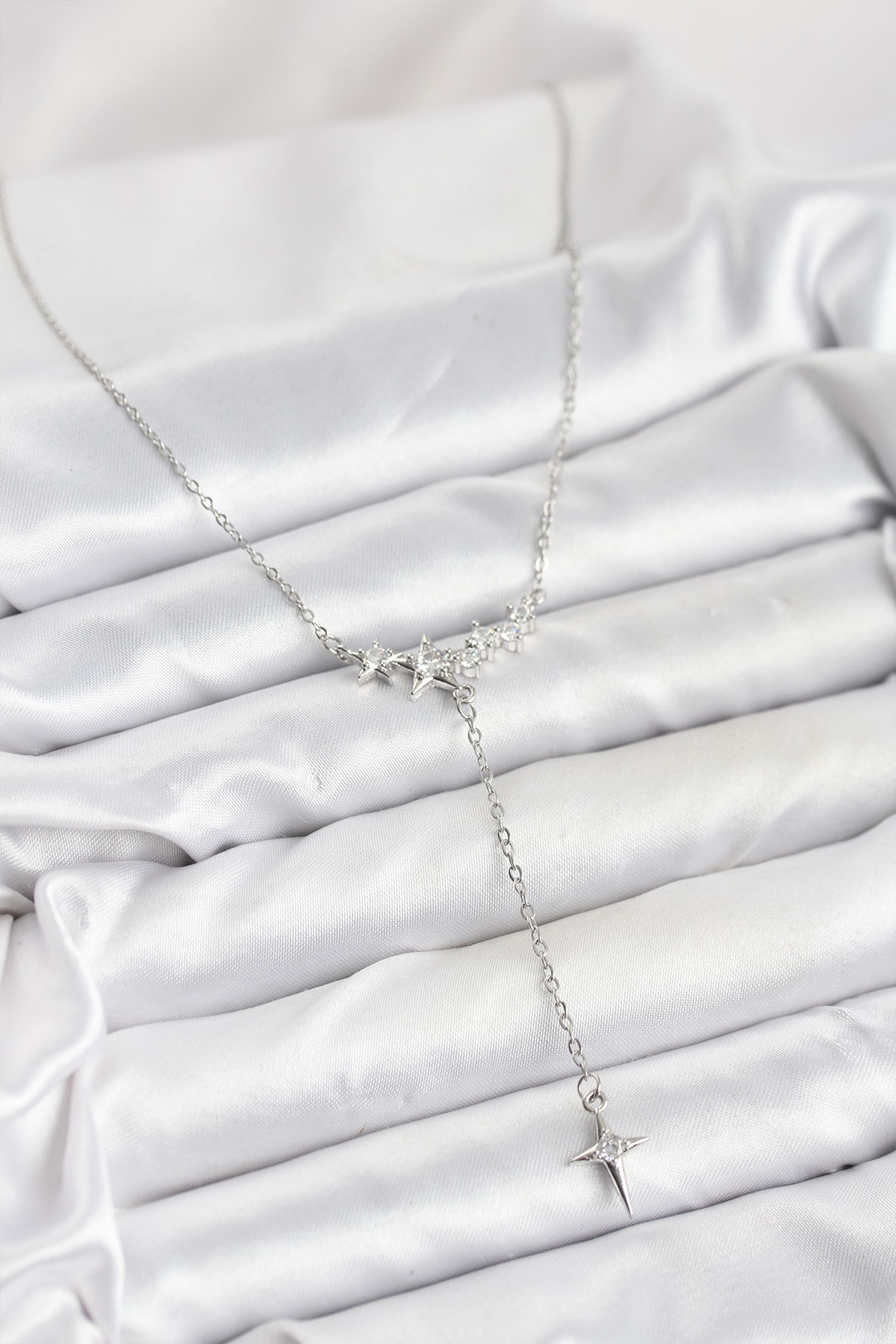 316L Çelik Zincir Gümüş Renk Yıldız Model Y Kadın Kolye