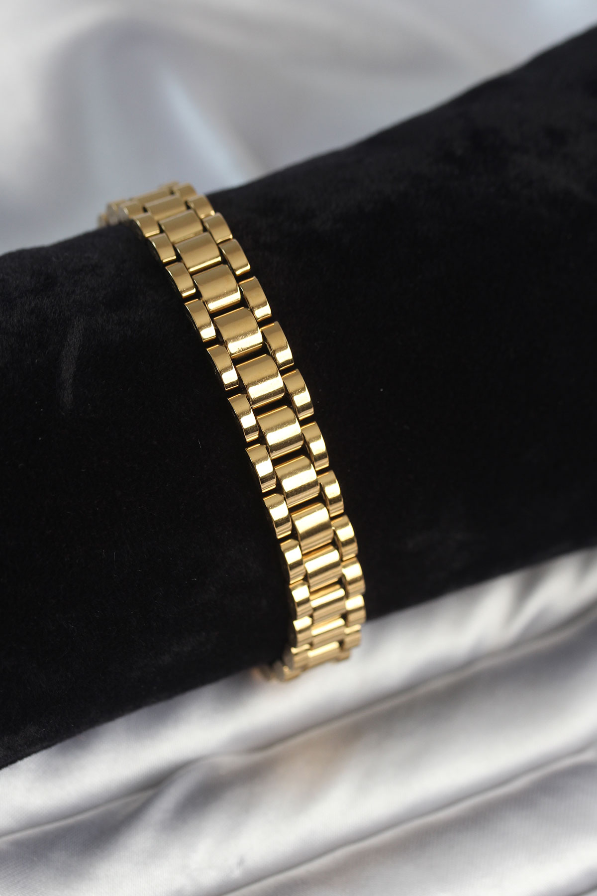 316L Çelik Gold Renk 9 mm Kalınlık Erkek Bileklik