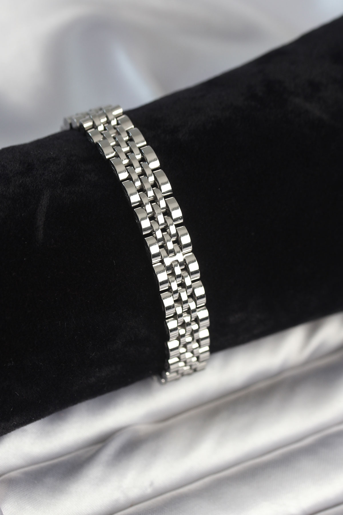 316L Çelik 9 mm Kalınlıkta Gümüş Renkli Erkek Bileklik