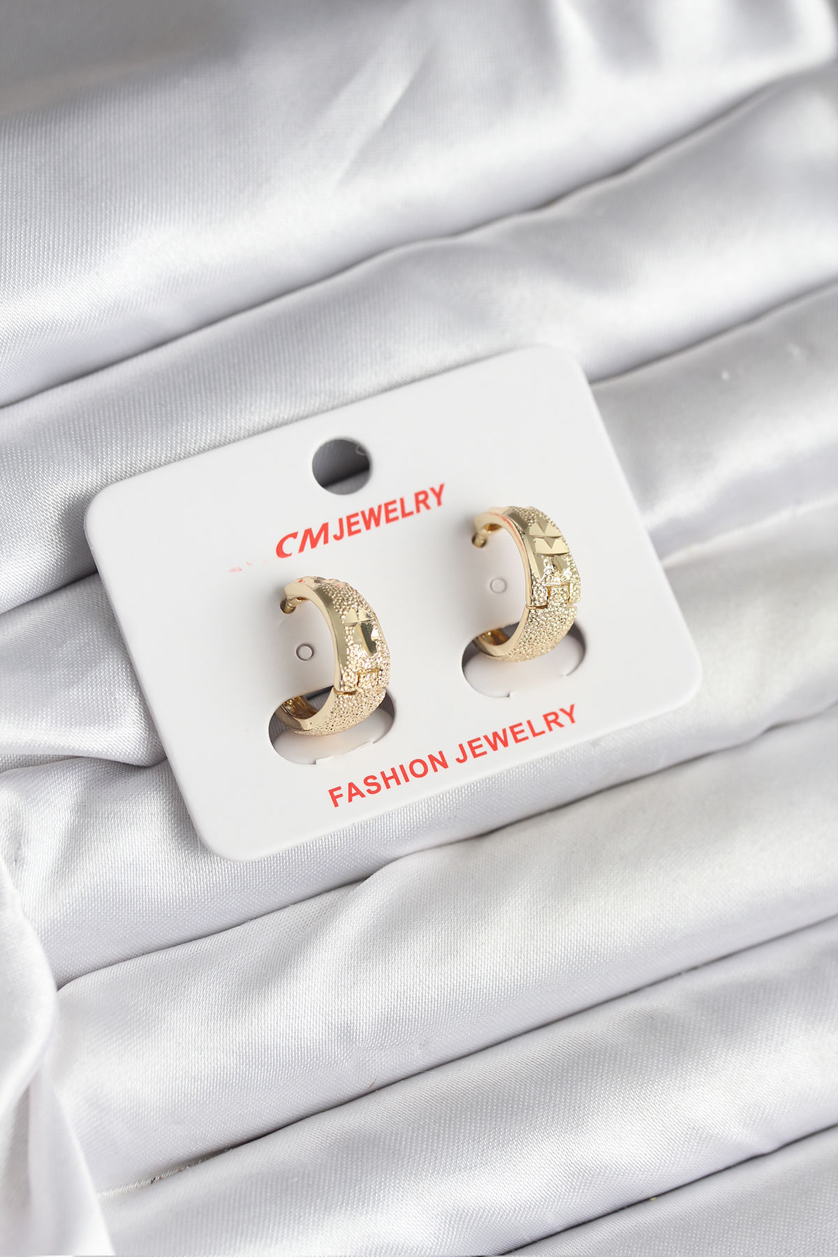 14K Gold Renk Kaplama Lazer Halka CM Kadın Küpe