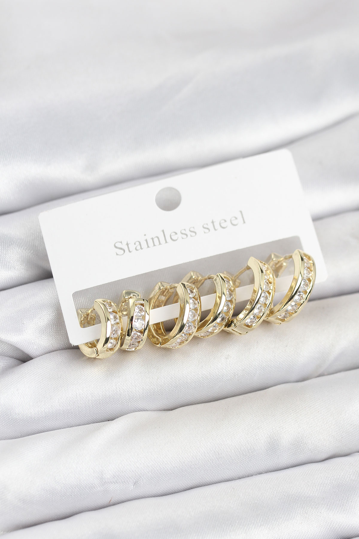 316L Çelik Gold Renk Su Yolu Halka Küpe Seti