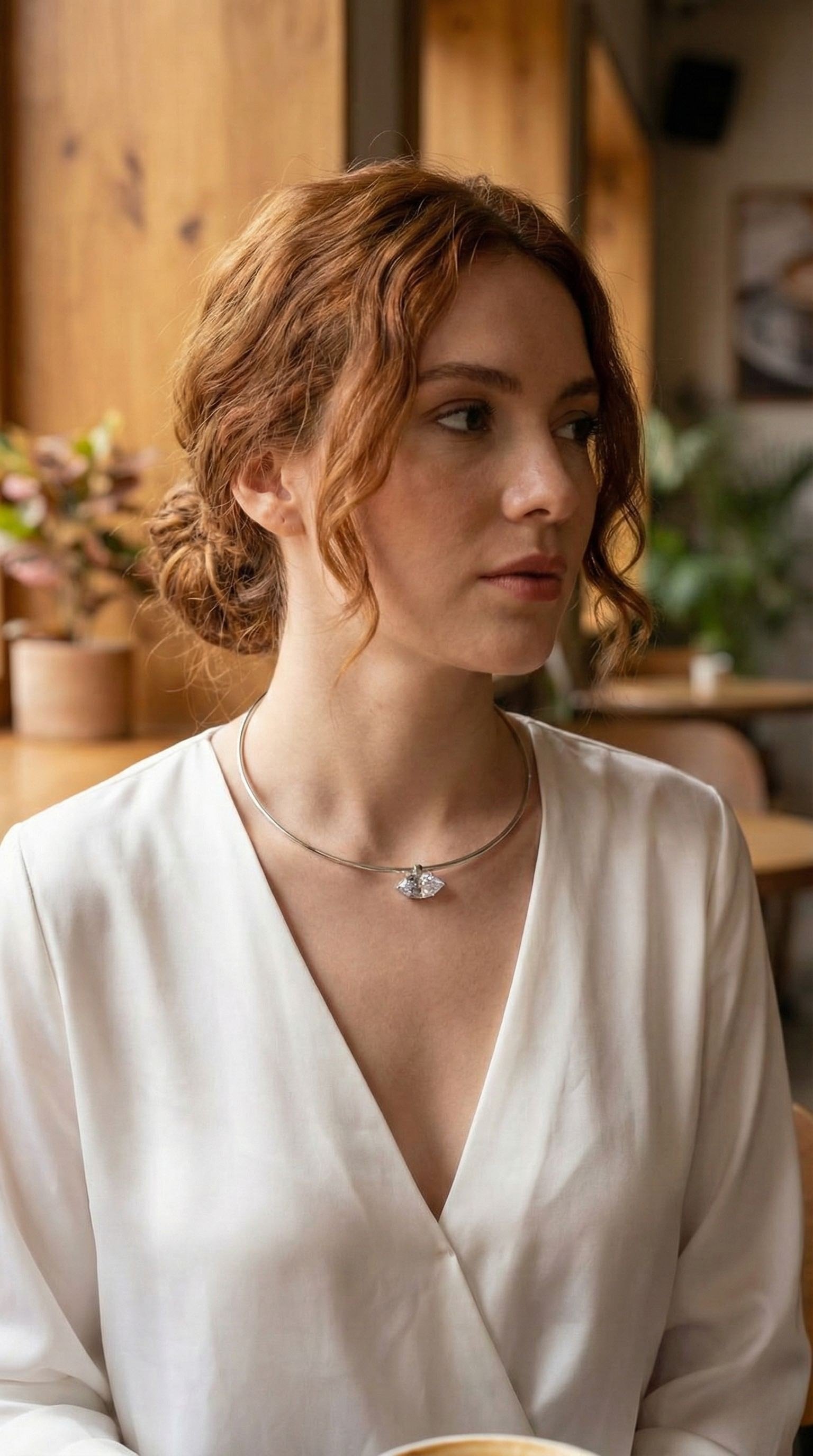 Pirinç Gümüş Renk Choker Model Zirkon Taşlı Kadın Kolye