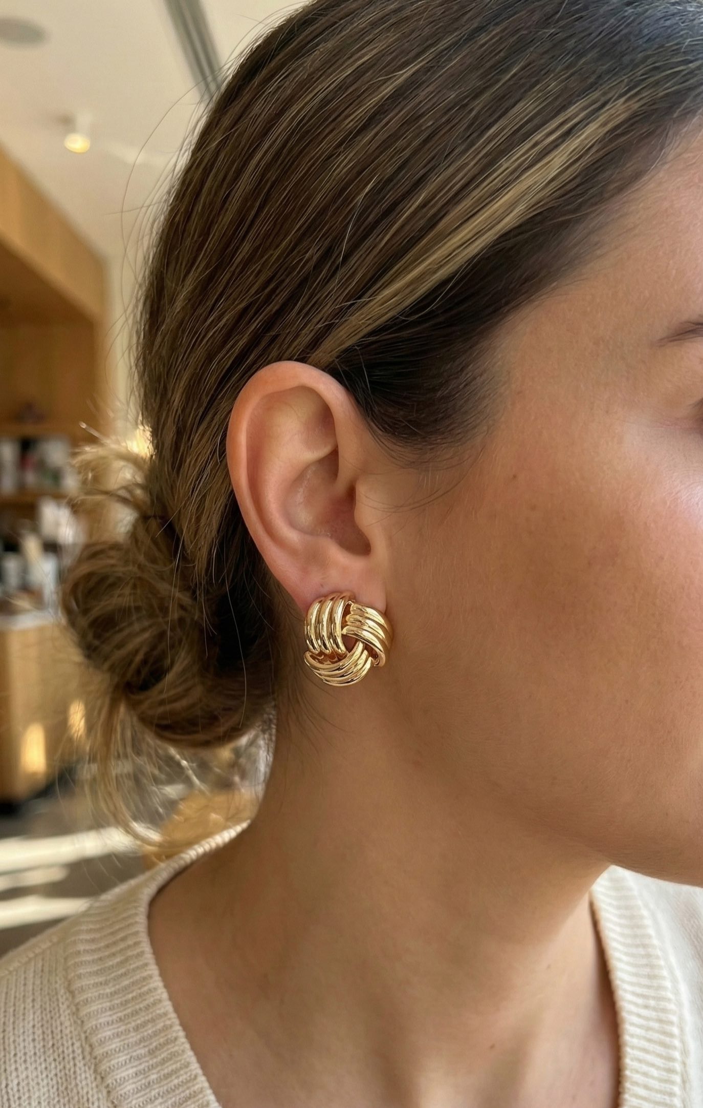 316L Çelik Gold Renk Sarmal Model Kadın Küpe