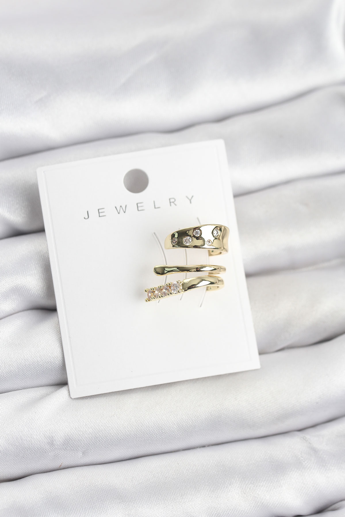 Gold Renk Zirkon Taşlı Pirinç Kıkırdak Küpe