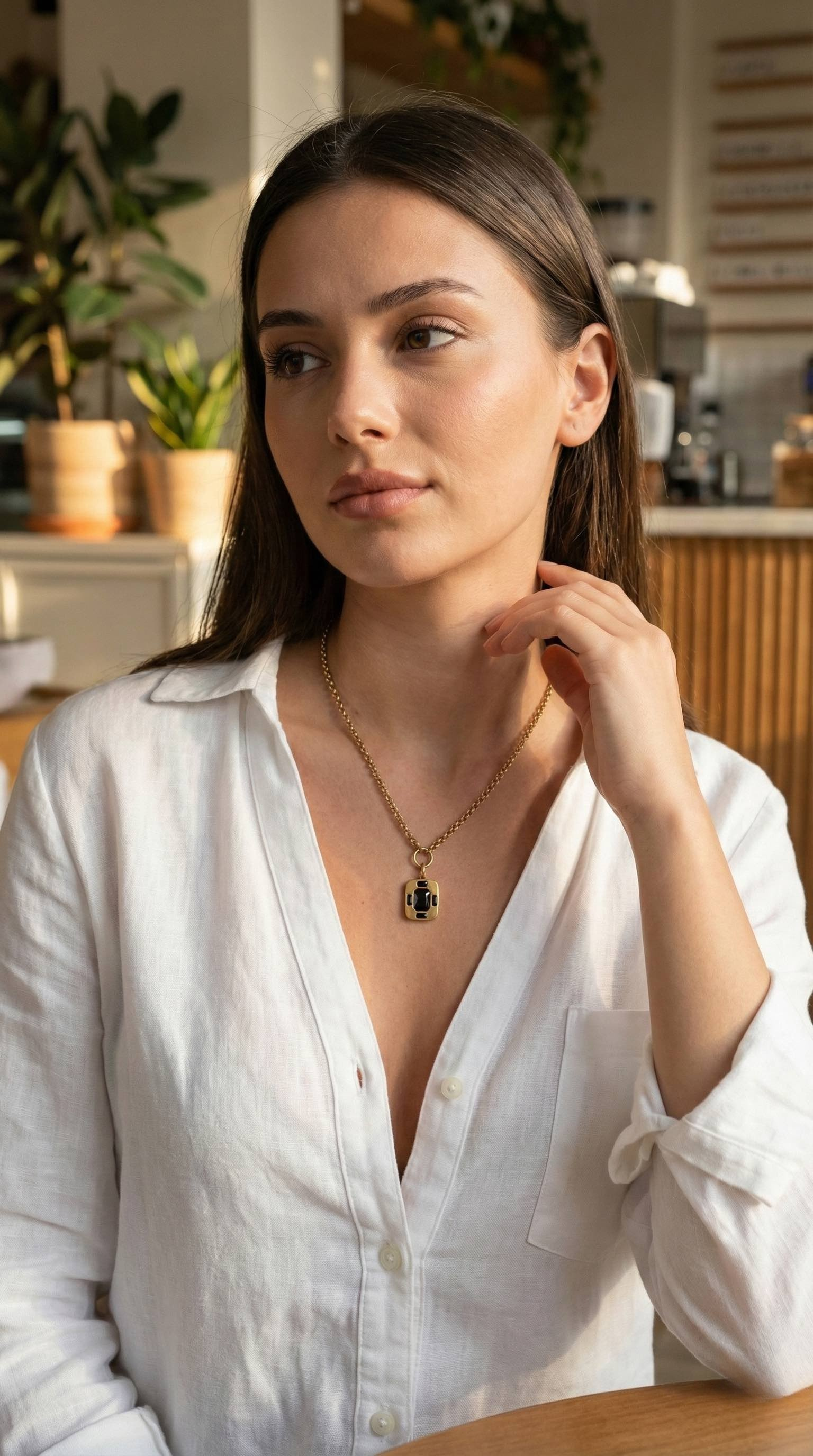 316L Çelik Zincir Gold Renk Vintage Model Kadın Kolye