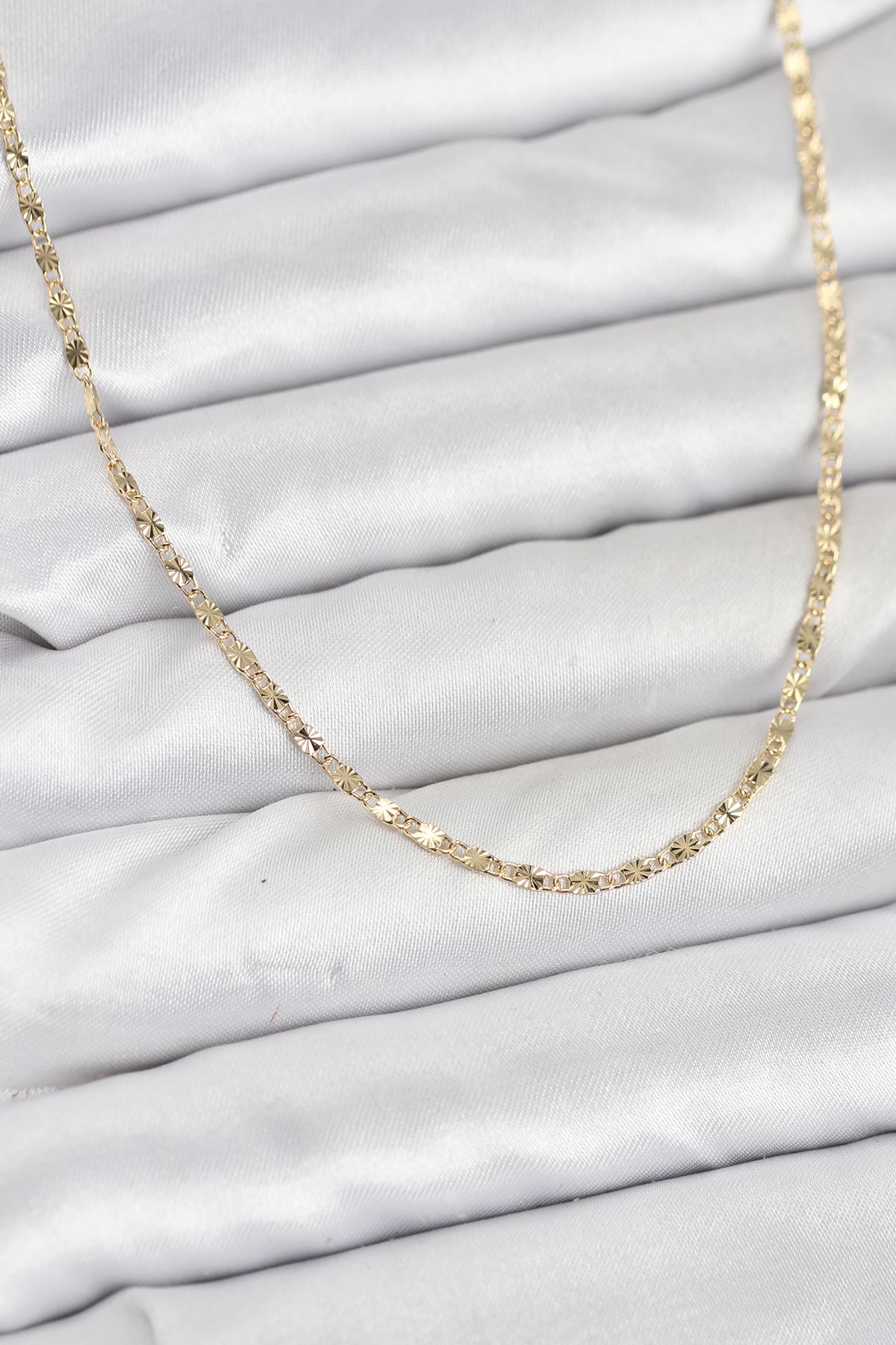 CM 14K Gold Renk Lazer İnce Zincirli Kadın Kolye