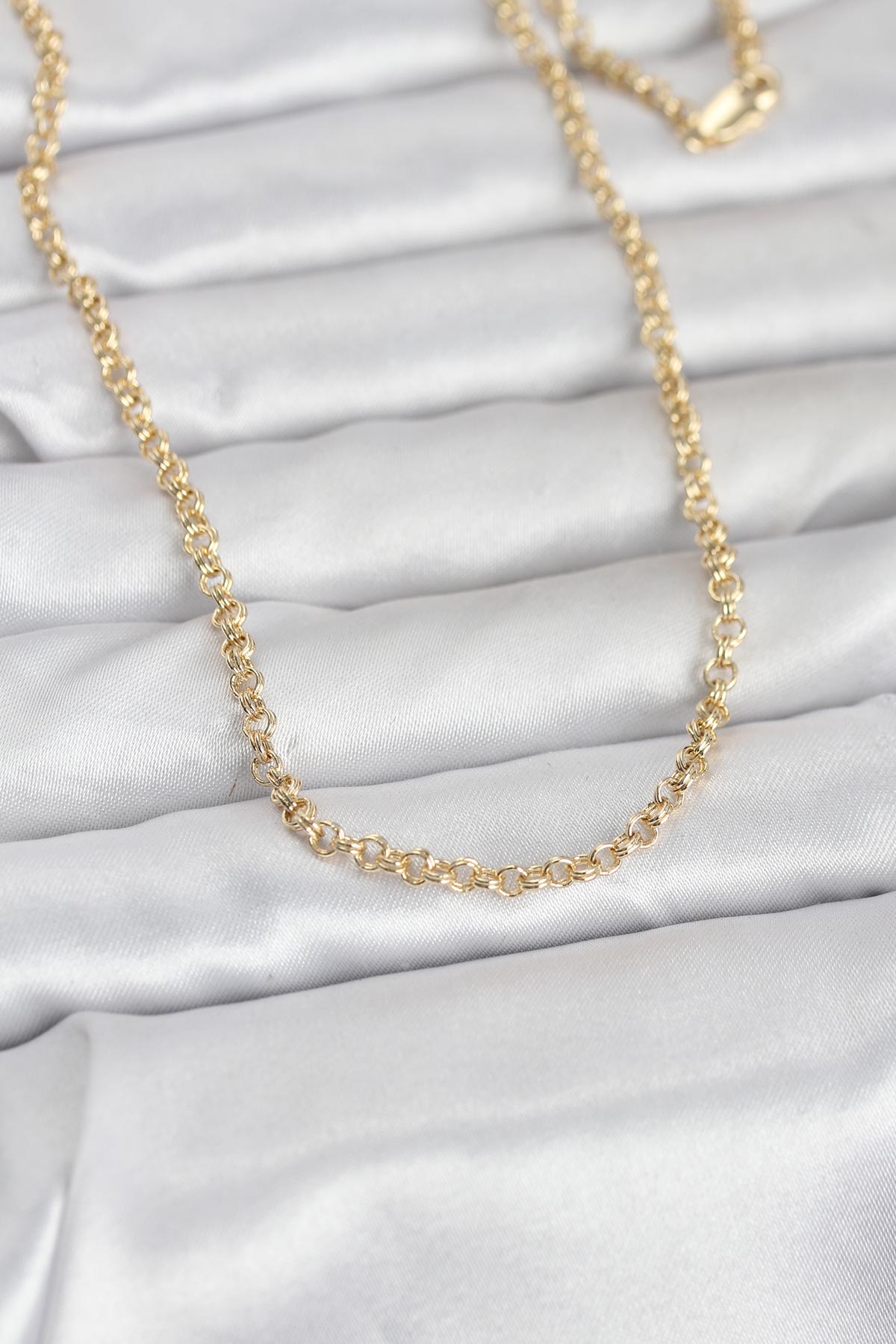 CM 14K Gold Renk Halka Zincir Model 60 cm Kadın Kolye