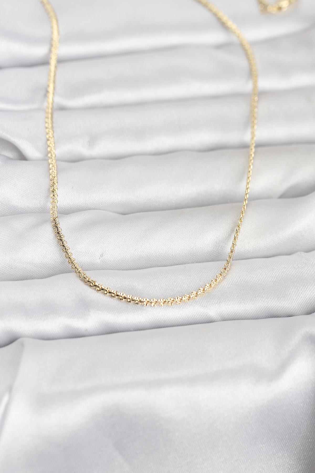 CM 14K Gold Renk Yassı Zincir Model 60 cm Kadın Kolye