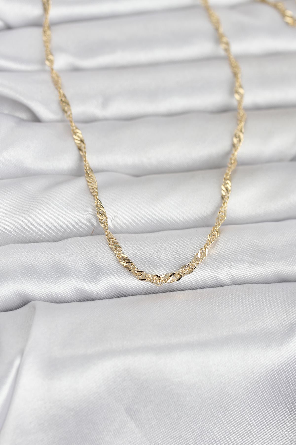 CM 14K Gold Renk Burgu Yassı Model 60 cm Kadın Kolye