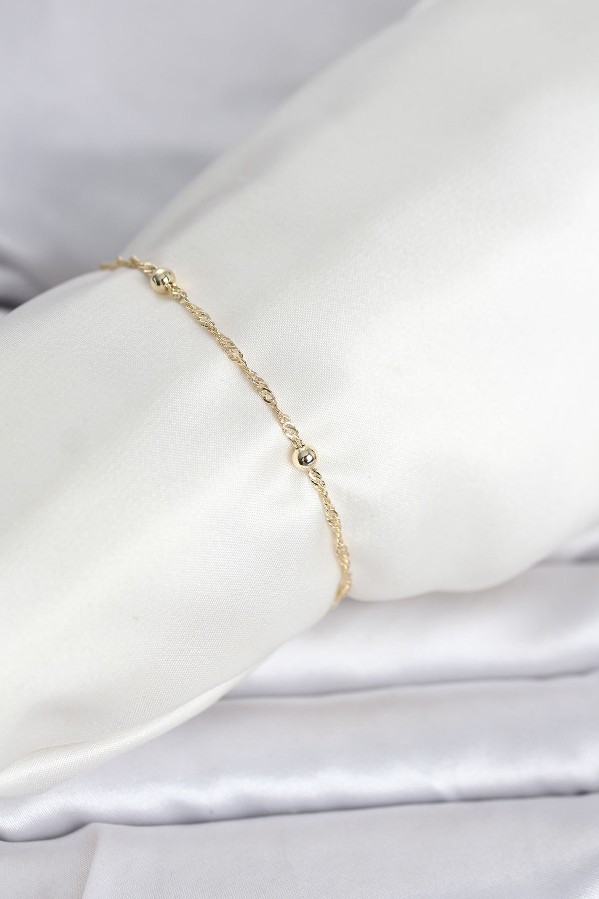 CM 14K Gold Renk Burgu Topçuk Model Kadın Bileklik