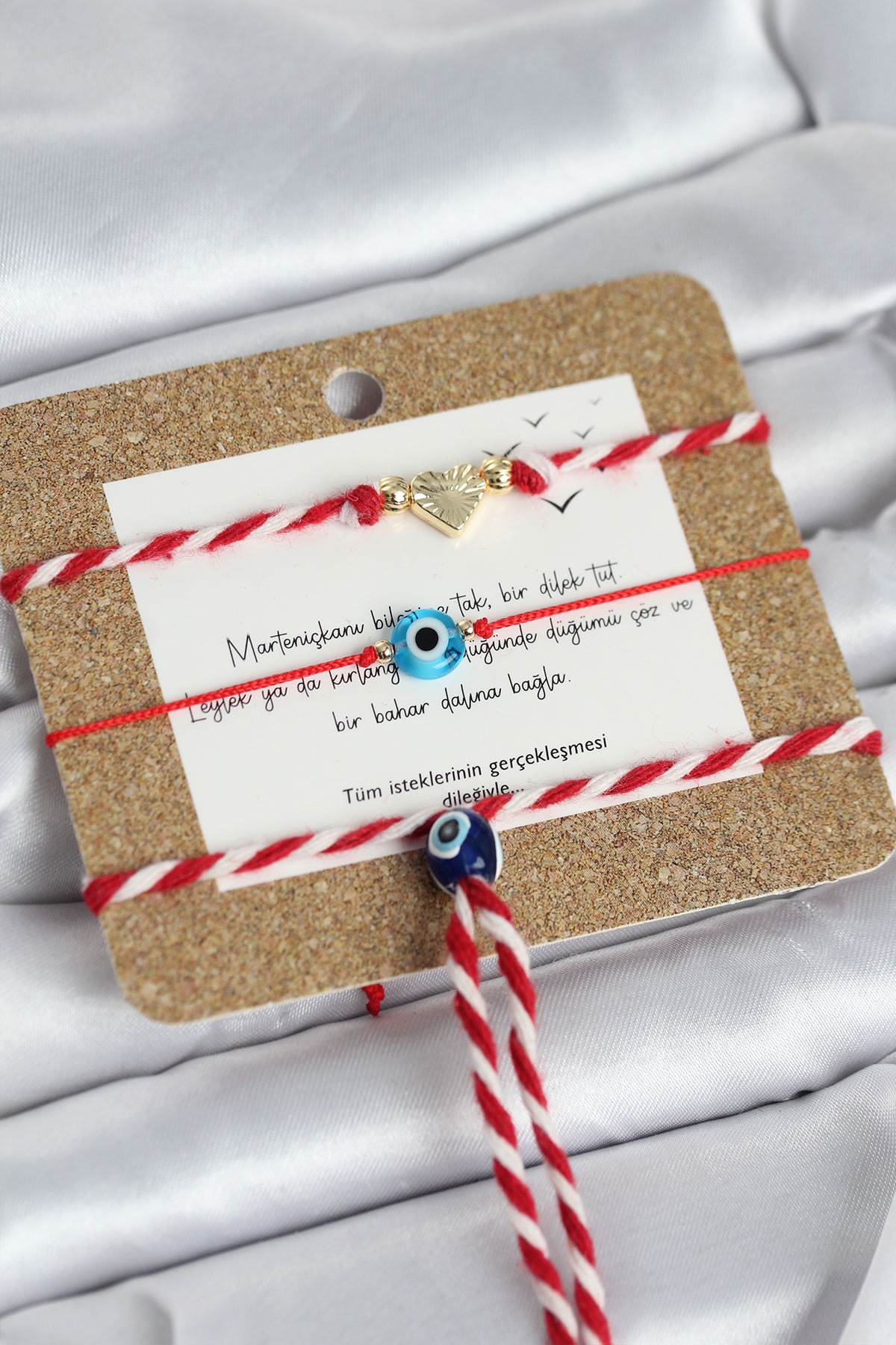 Marteniçka Bileklik 3'lü Kalp ve Nazarlı Model