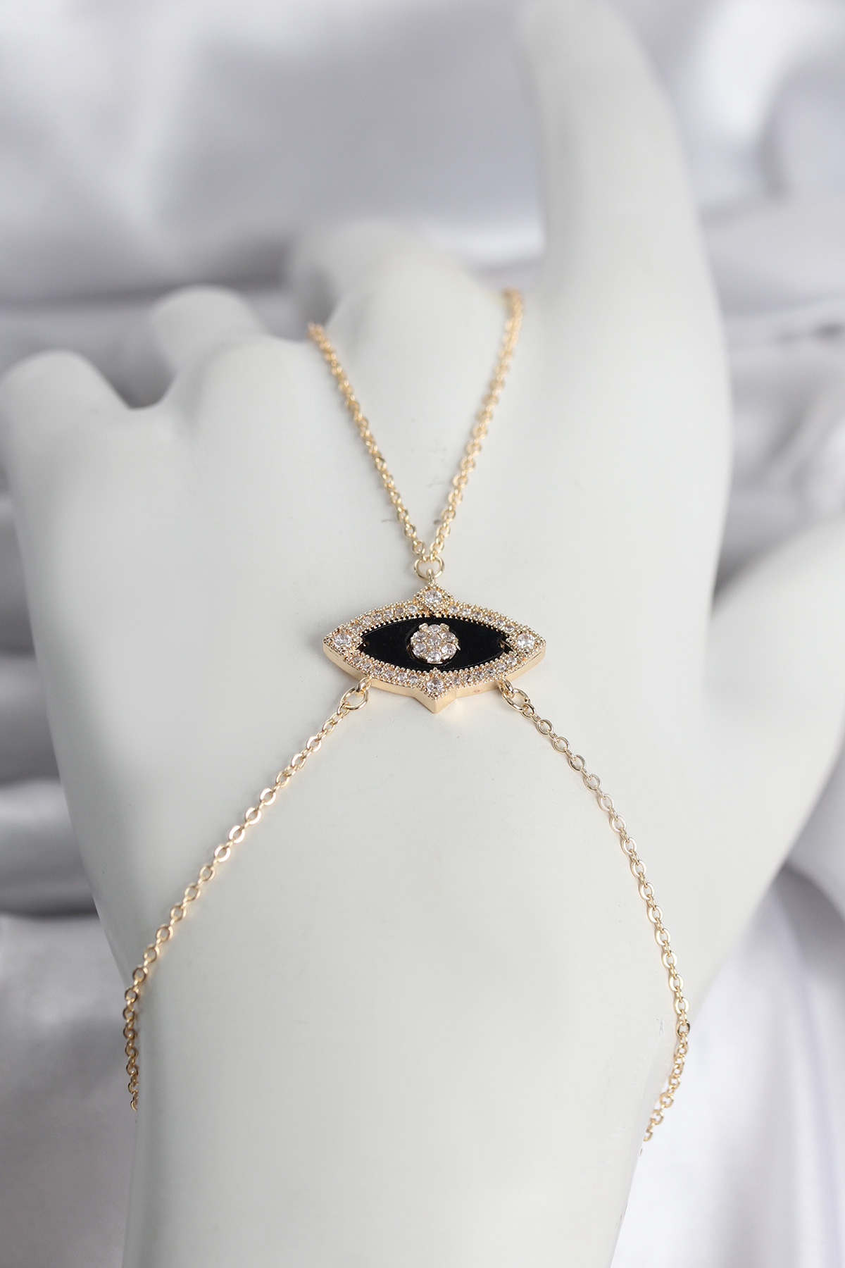 Pirinç Göz Model Gold Renk Zirkon Taşlı Kadın Şahmeran