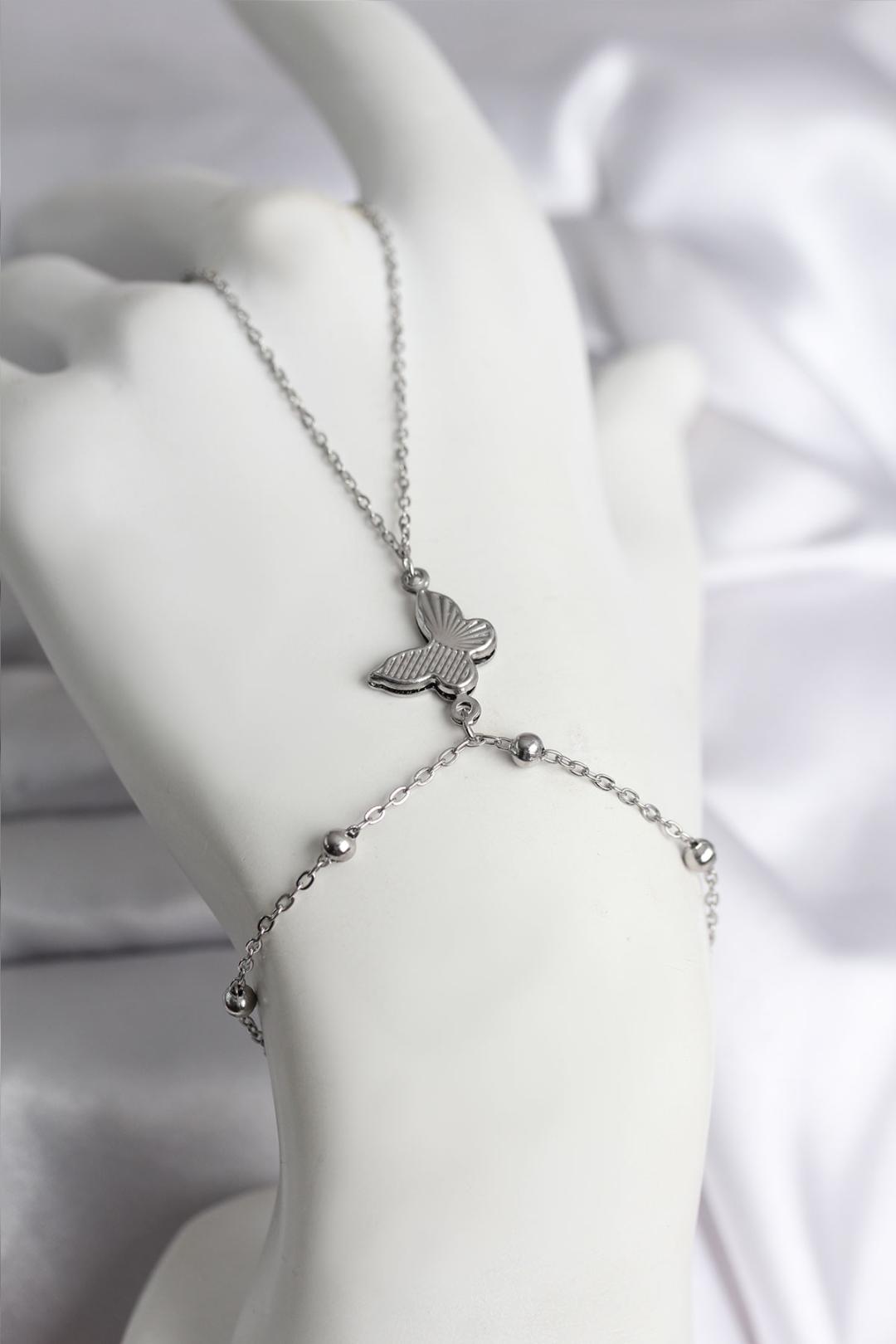 316L Çelik Gümüş Renk Kelebek Model Kadın Şahmeran