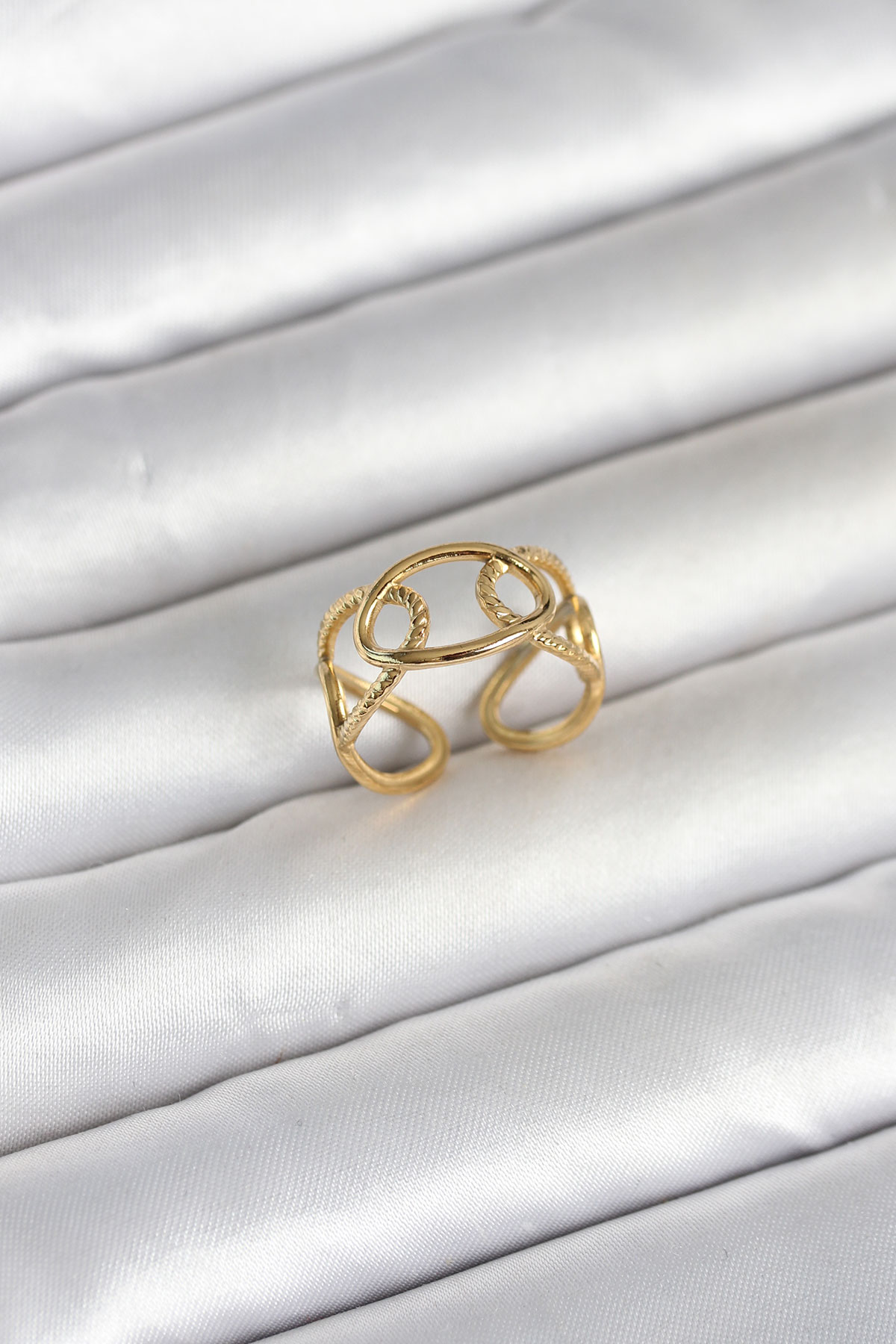 316L Çelik Gold Renk Zincir Model Kadın Yüzük