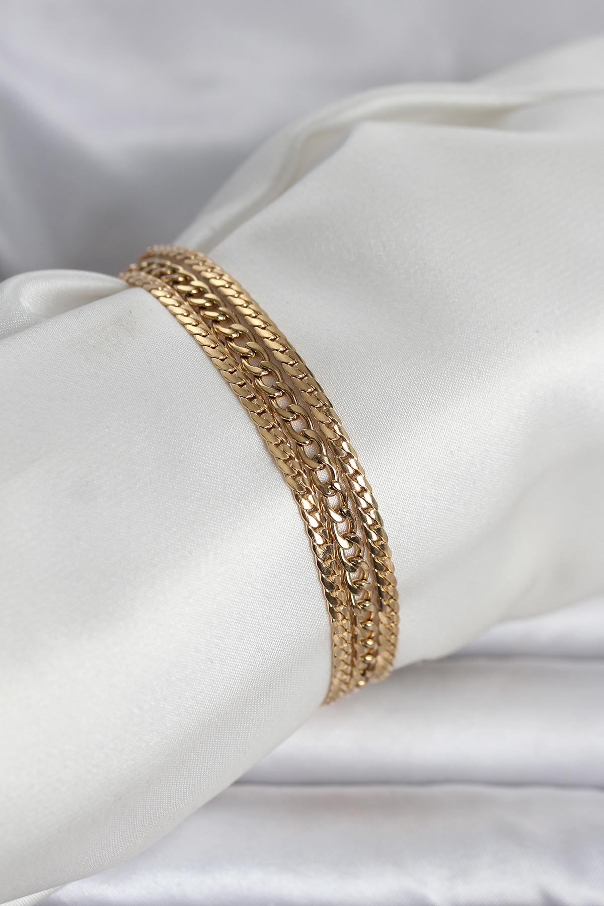 316L Çelik Gold Renk 3'lü Kadın Bileklik