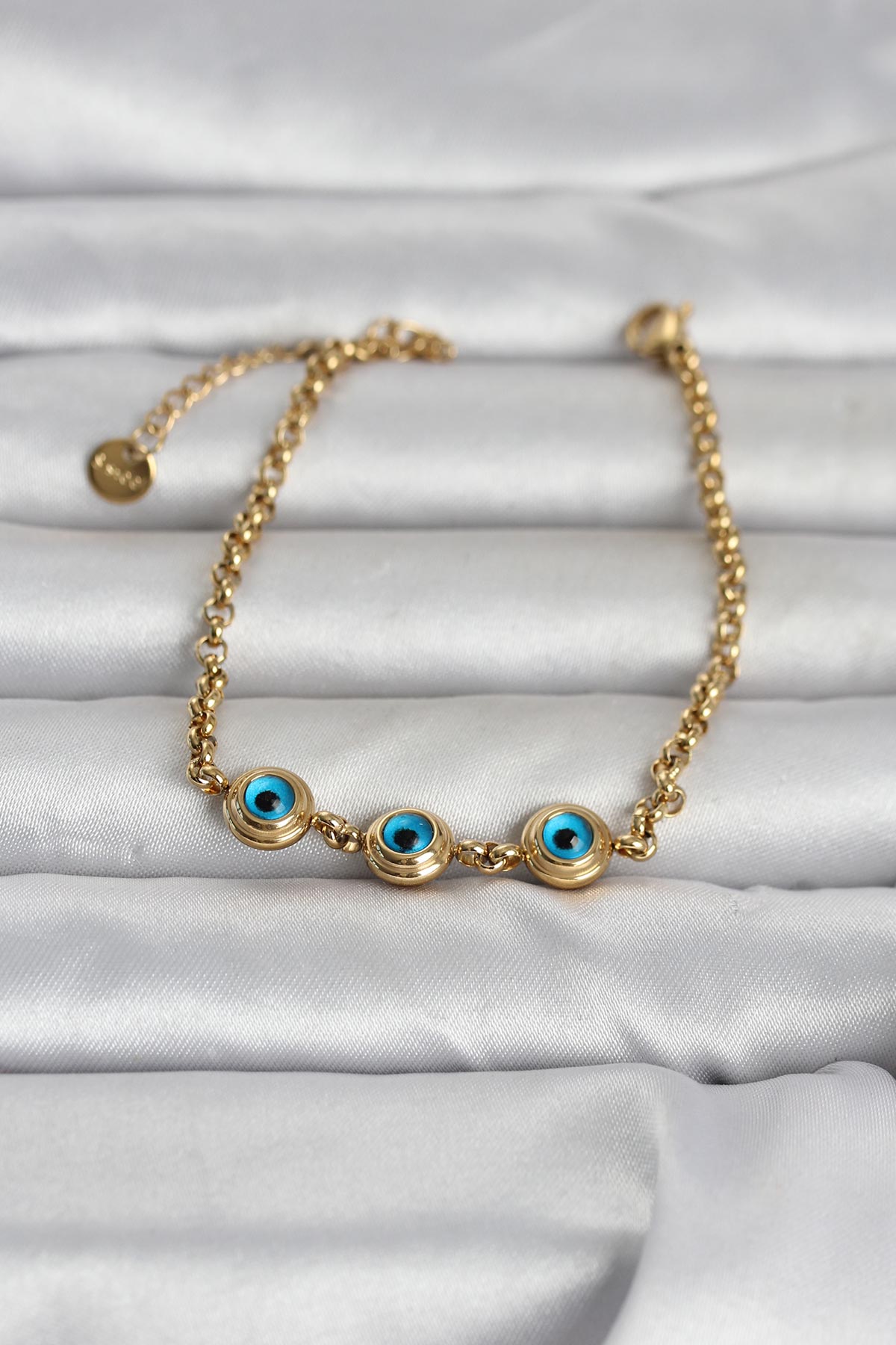 316L Çelik Gold Renk Nazarlı Kadın Bileklik