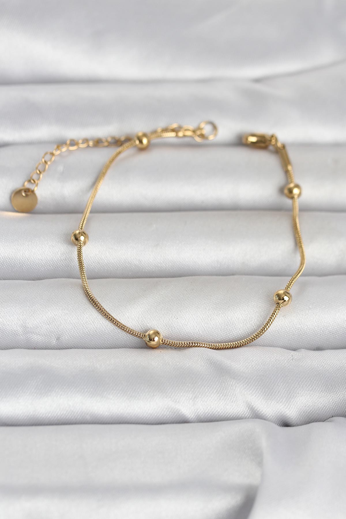 316L Çelik Gold Renk Top Zincirli Kadın Bileklik