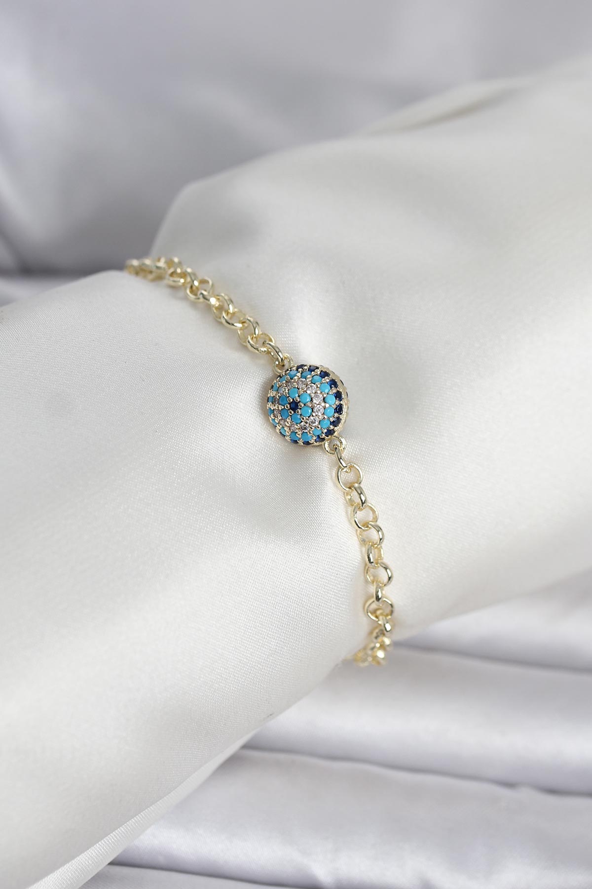 Pirinç Gold Renk Nazar Model Kadın Bileklik