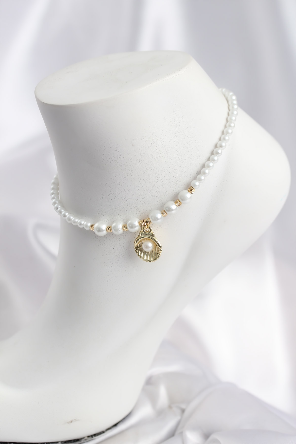 Beyaz İnci İstiridyeli Model Halhal