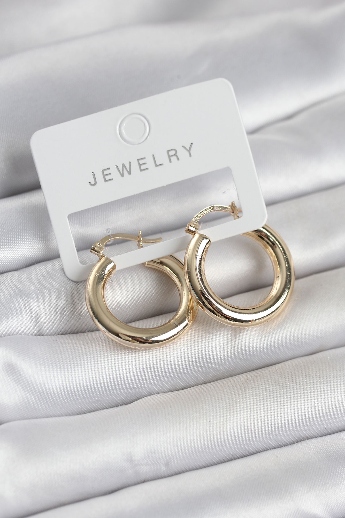 Gold Renk Pirinç Halka 25 mm Kadın Küpe