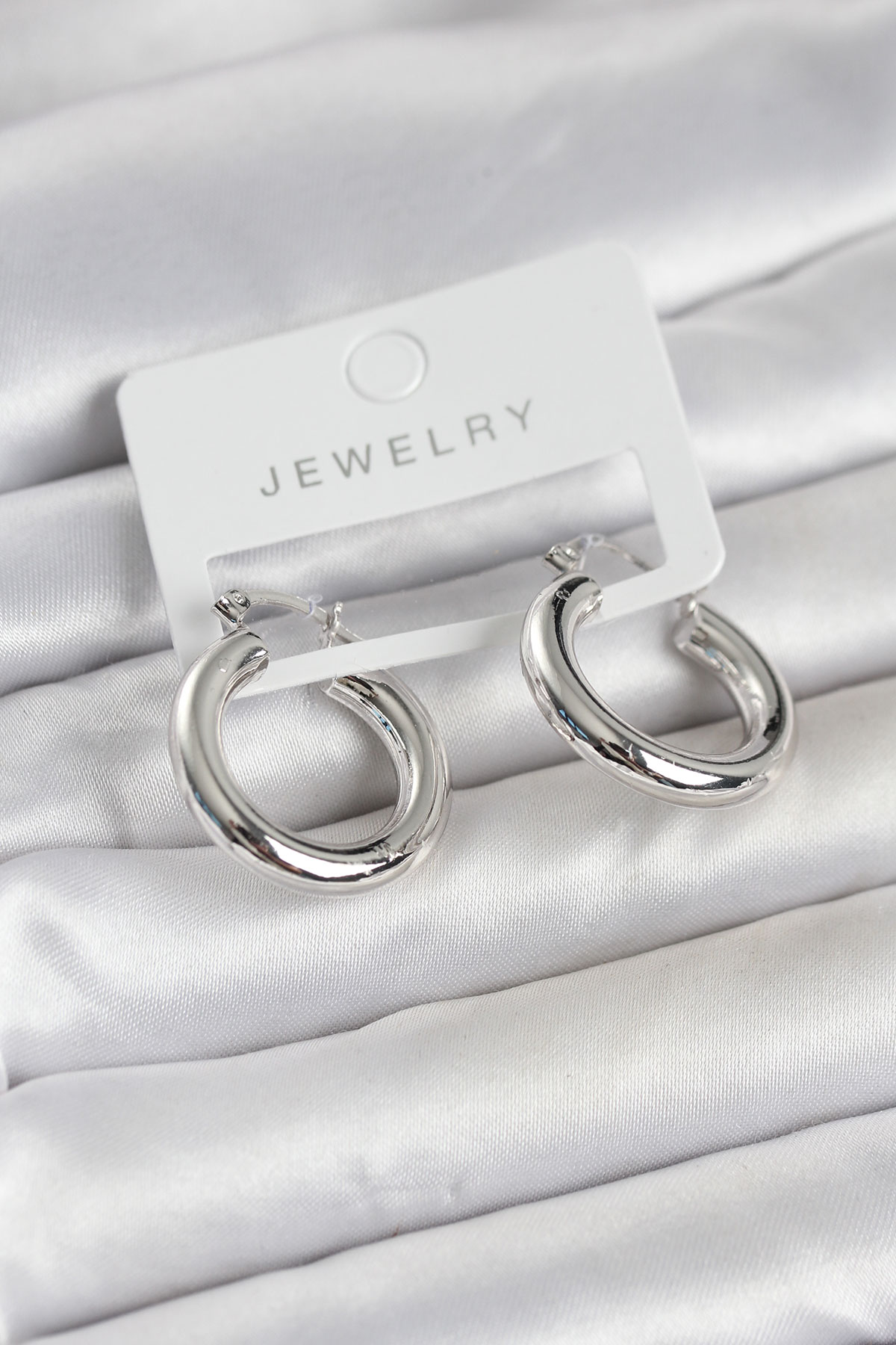 Gümüş Renk Pirinç Halka 25 mm Kadın Küpe