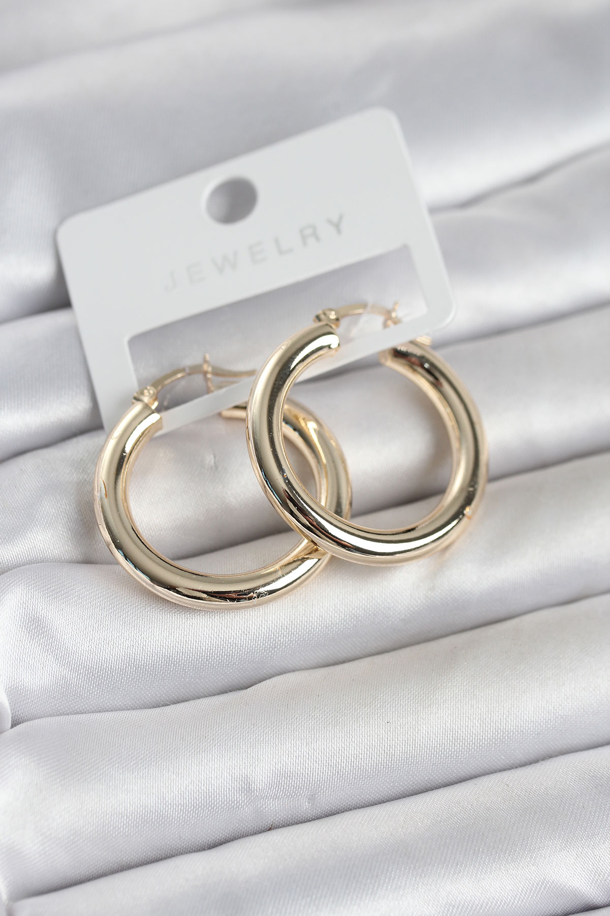 Gold Renk Pirinç Halka 30 mm Kadın Küpe