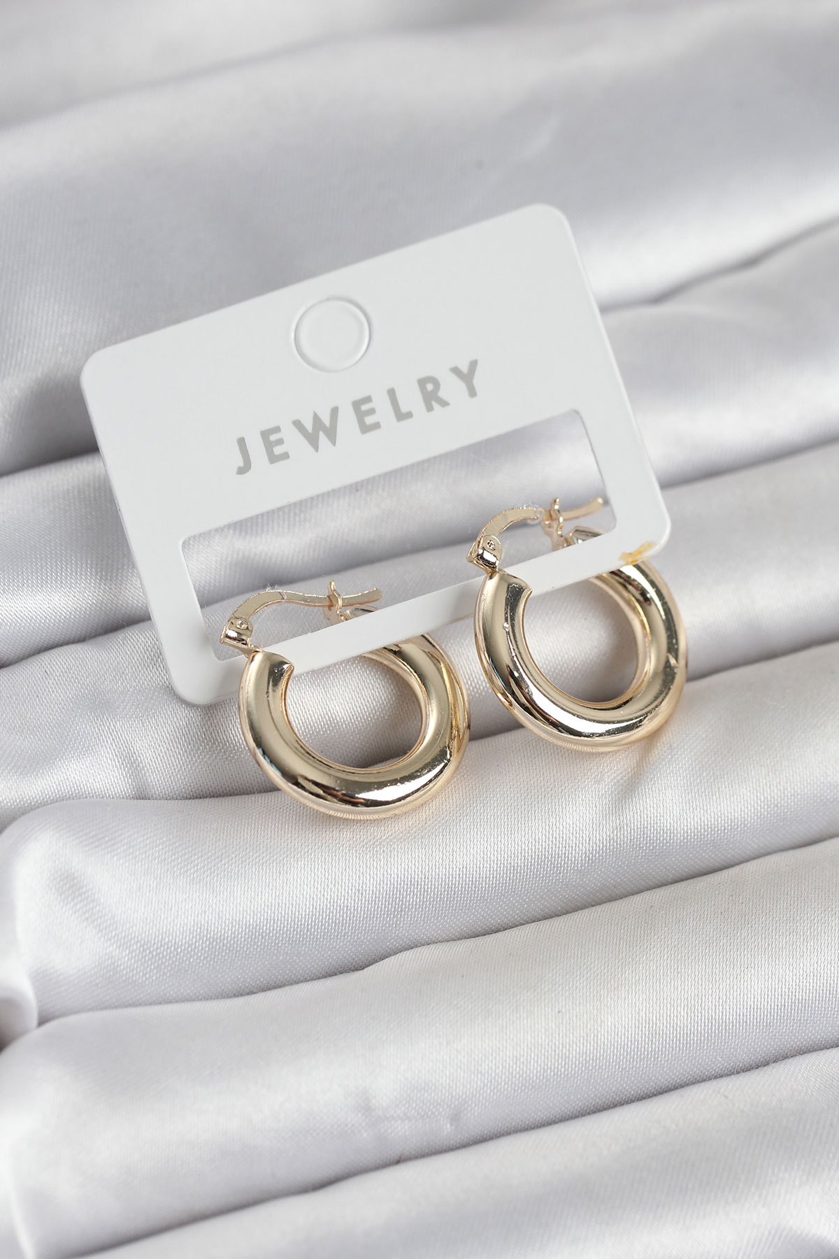 Gold Renk Pirinç Halka 20 mm Kadın Küpe