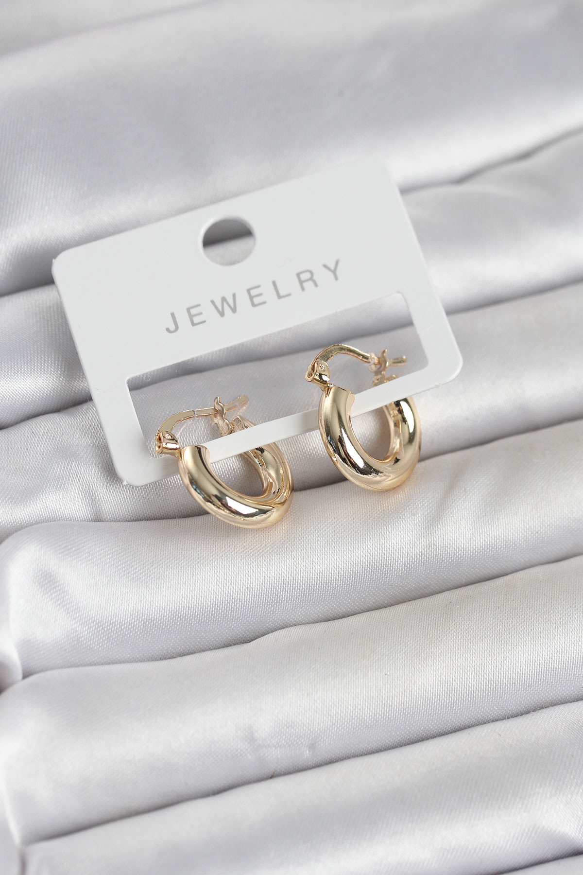 Gold Renk Pirinç Halka 15 mm Kadın Küpe