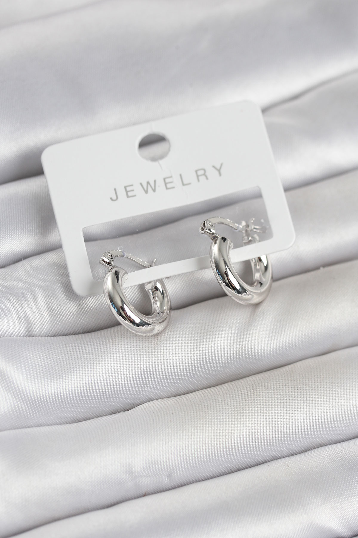 Gümüş Renk Pirinç Halka 15 mm Kadın Küpe