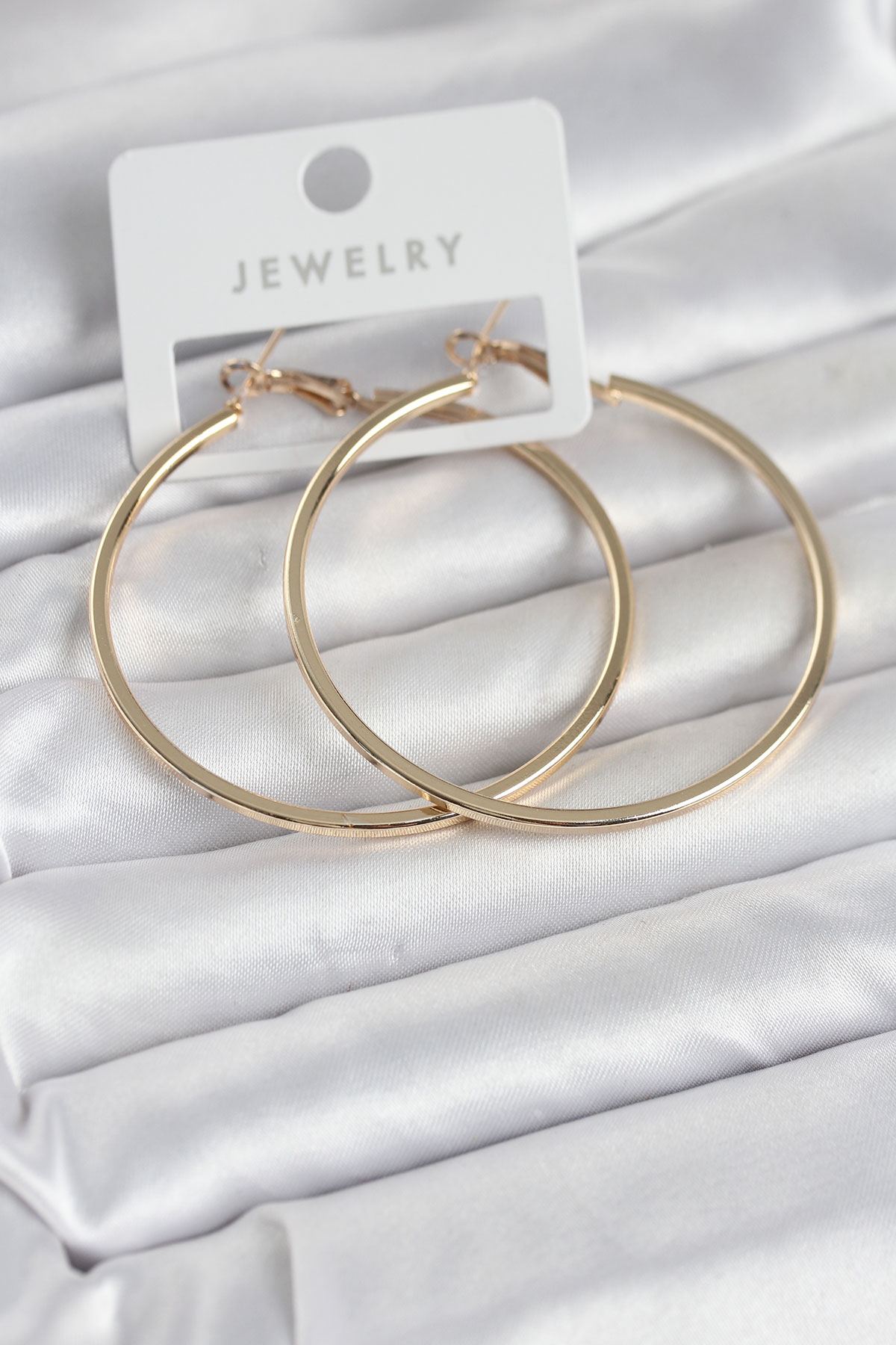 Gold Renk Pirinç Köşeli Kenar Halka 54 mm Kadın Küpe