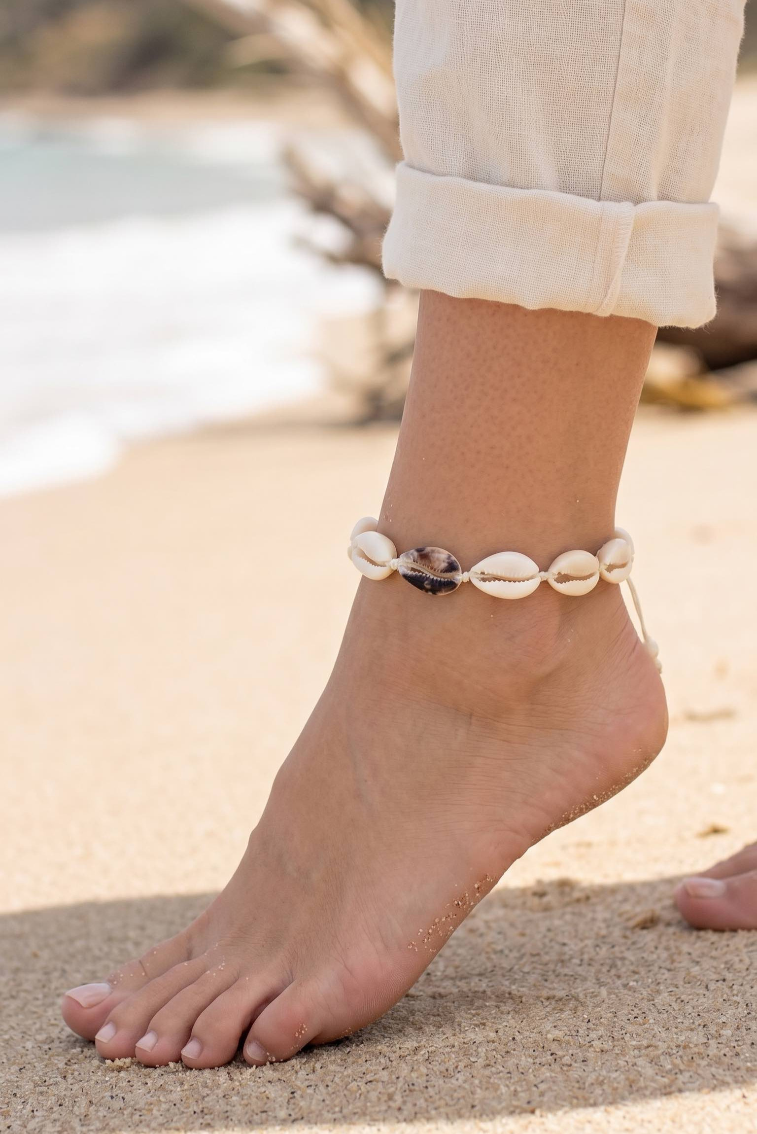 Doğal Kauri Kabuğu Asansörlü Model Halhal