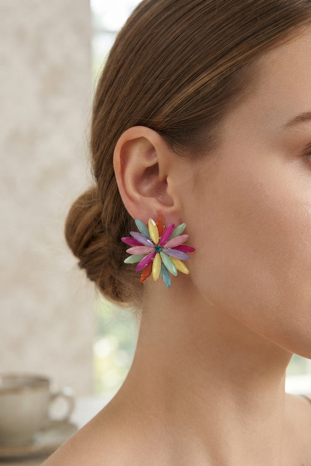Shekka Lotus Model Karışık Renk Kristal Taşlı Kadın Küpe — görsel 1